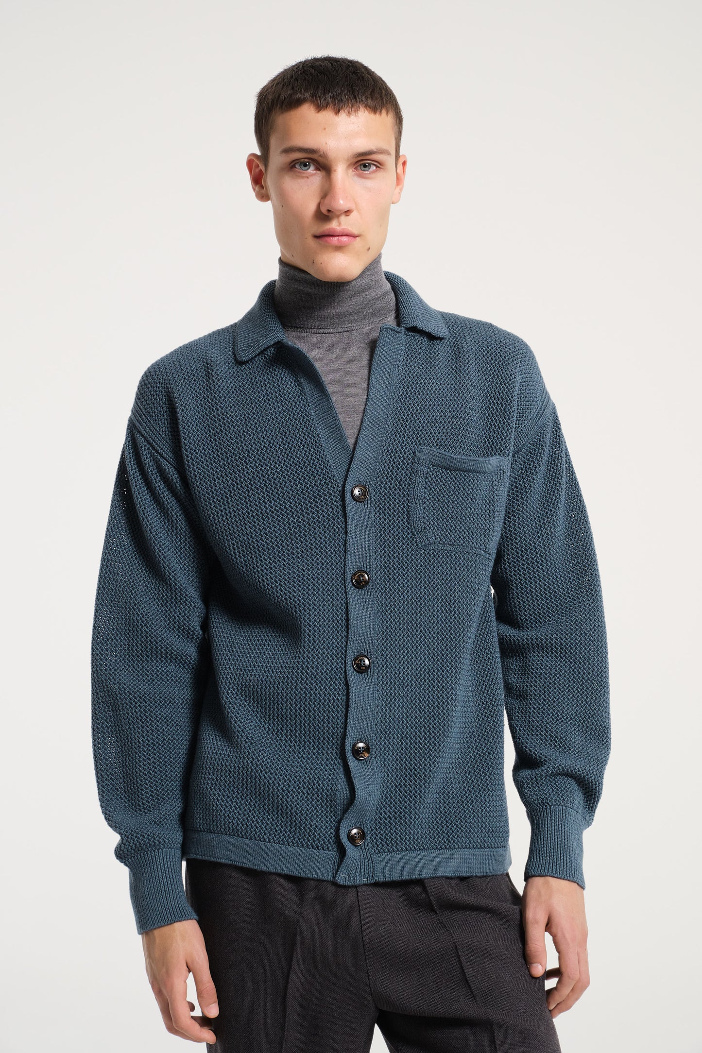 PETROL GREEN SHIRT IN VIRGIN WOOL