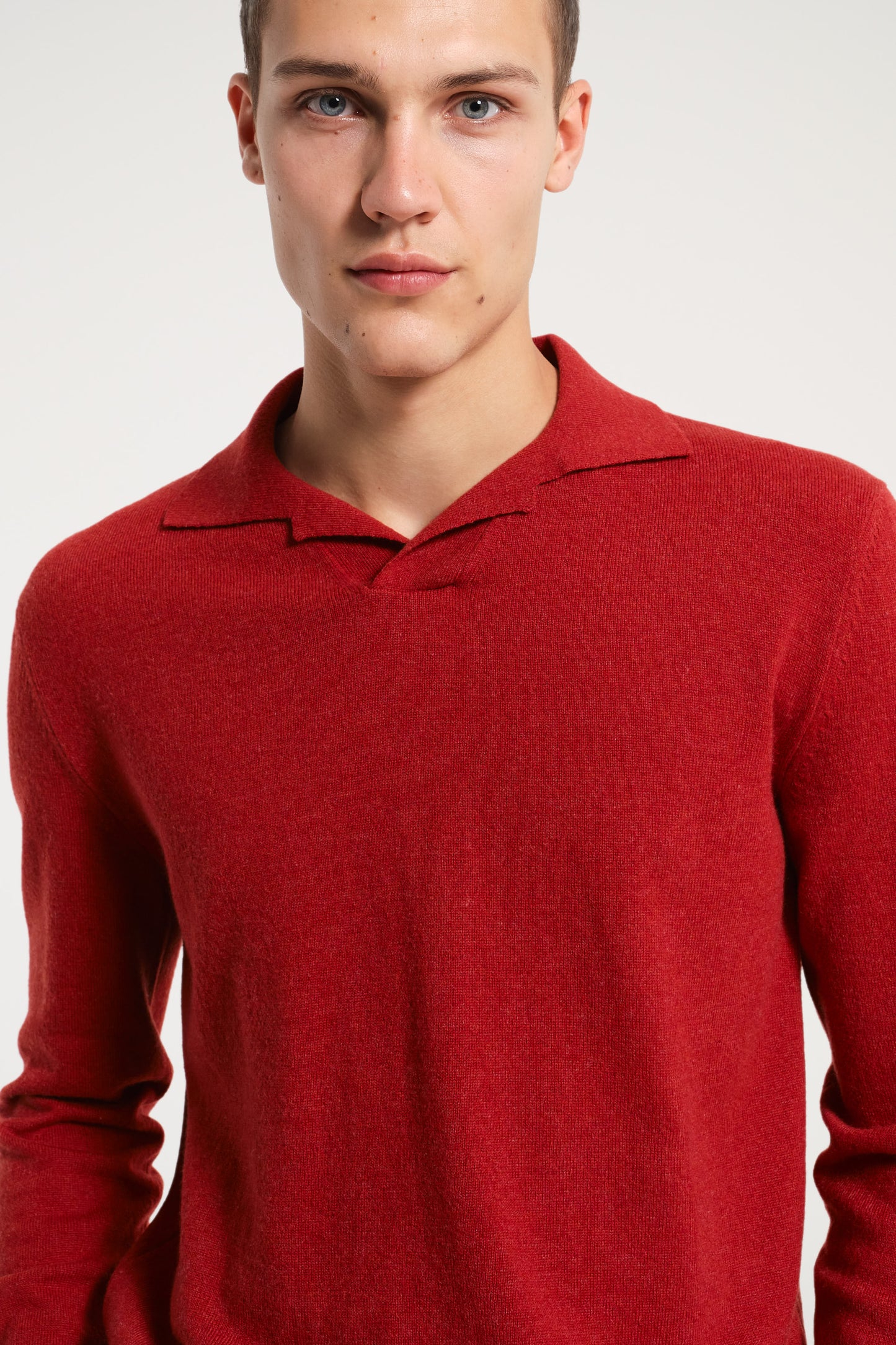 RED CASHMERE POLO SHIRT