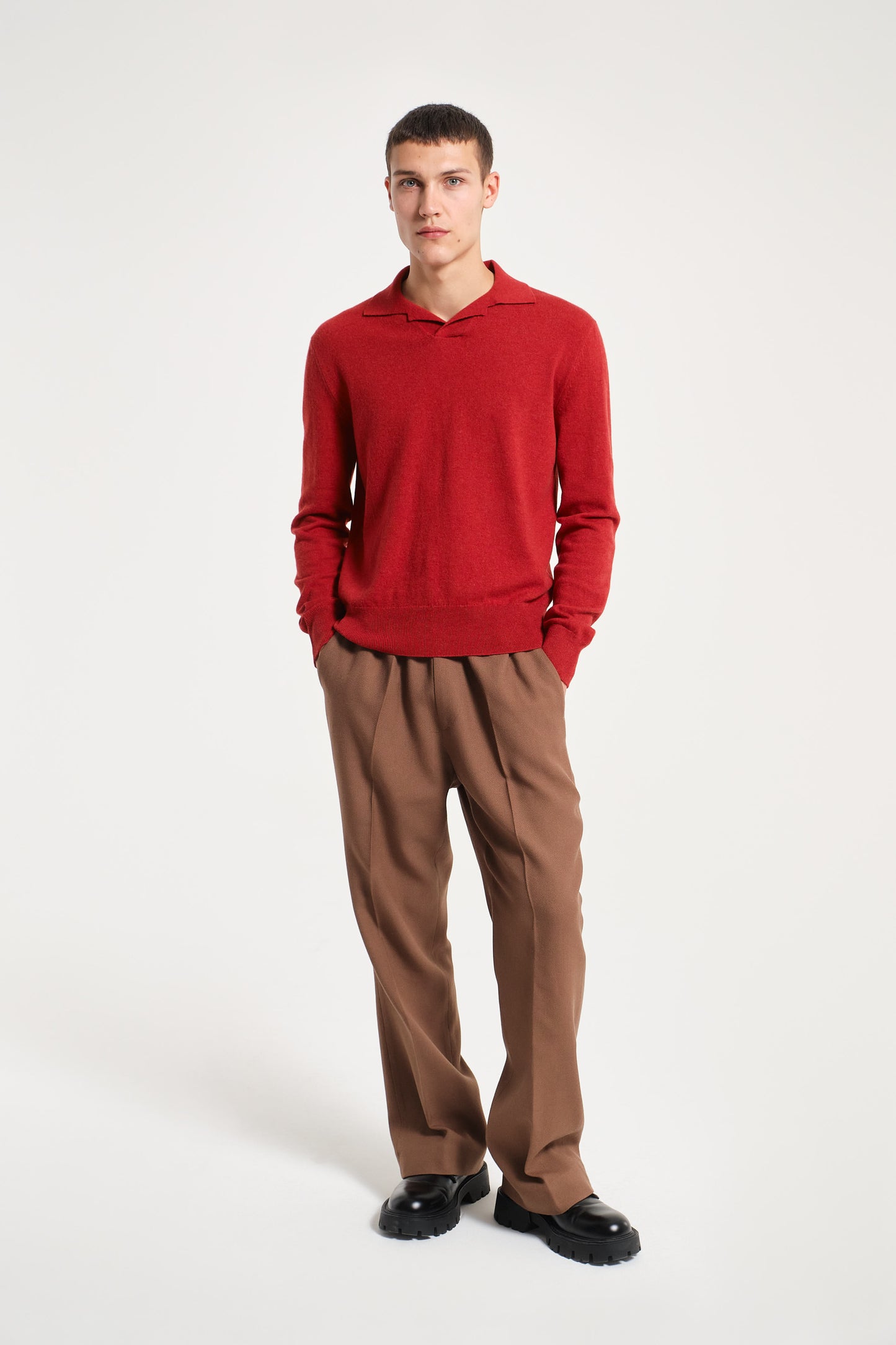 RED CASHMERE POLO SHIRT