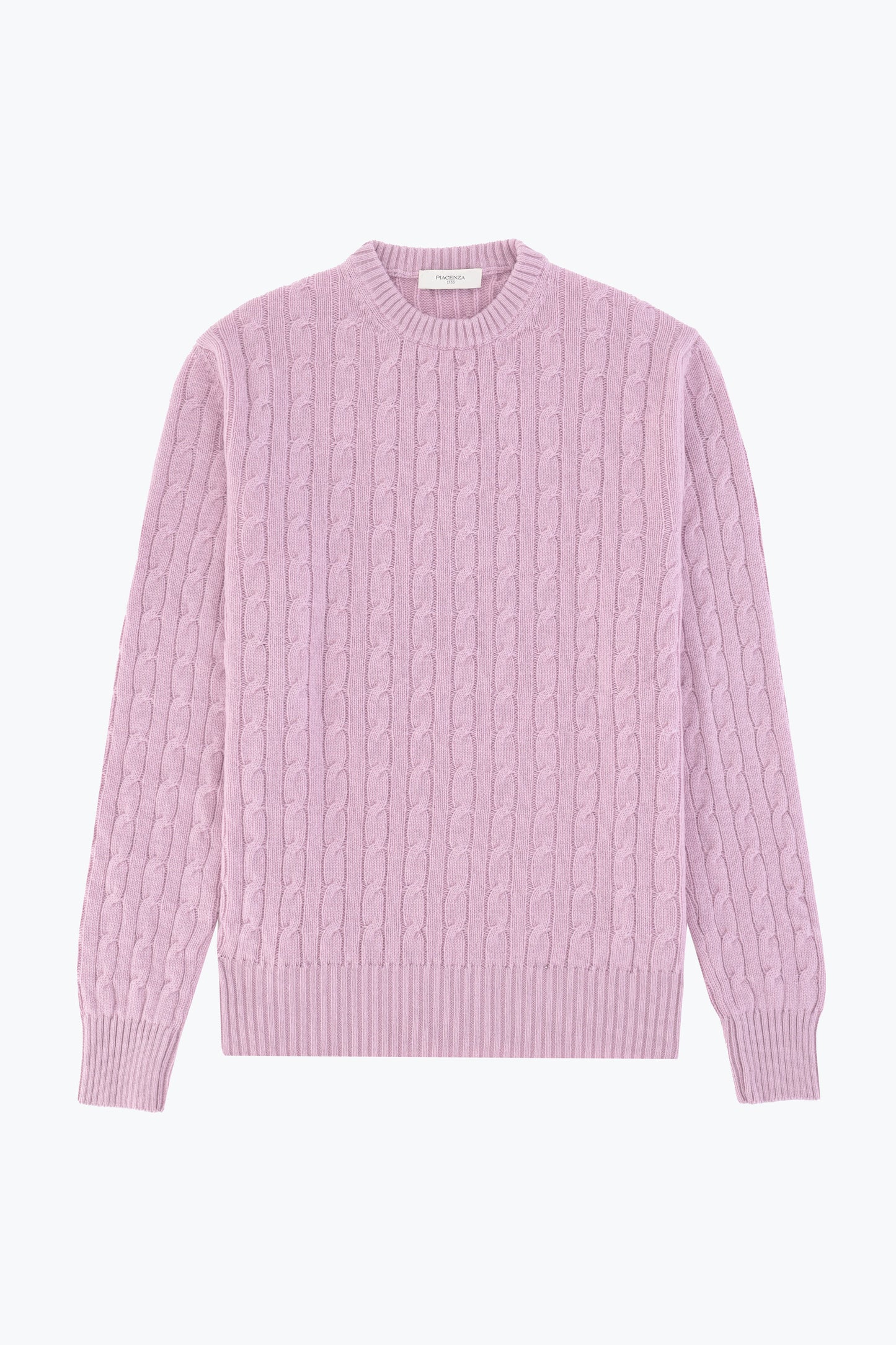 Pink cashmere crewneck with braid
