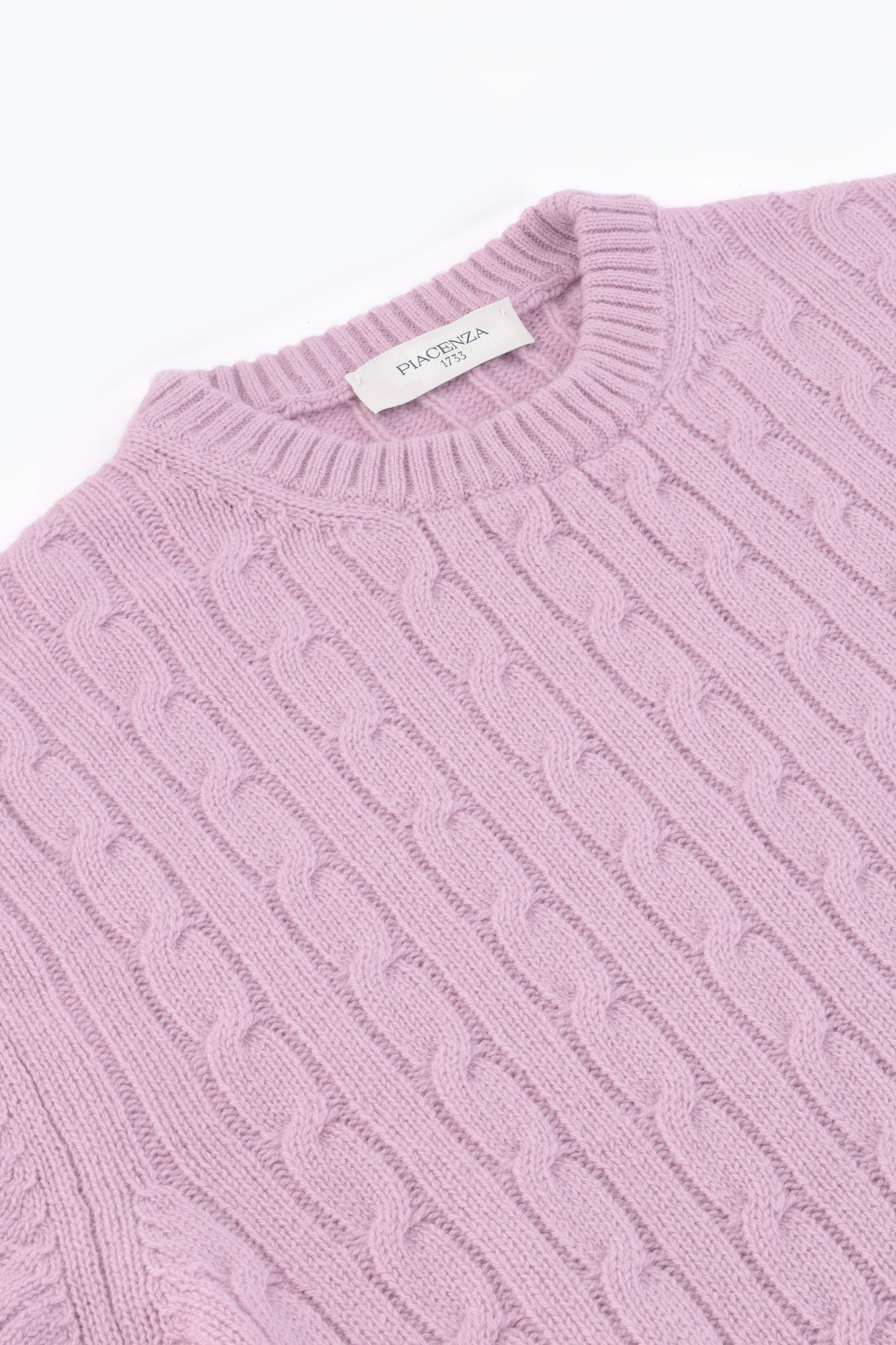 Pink cashmere crewneck with braid