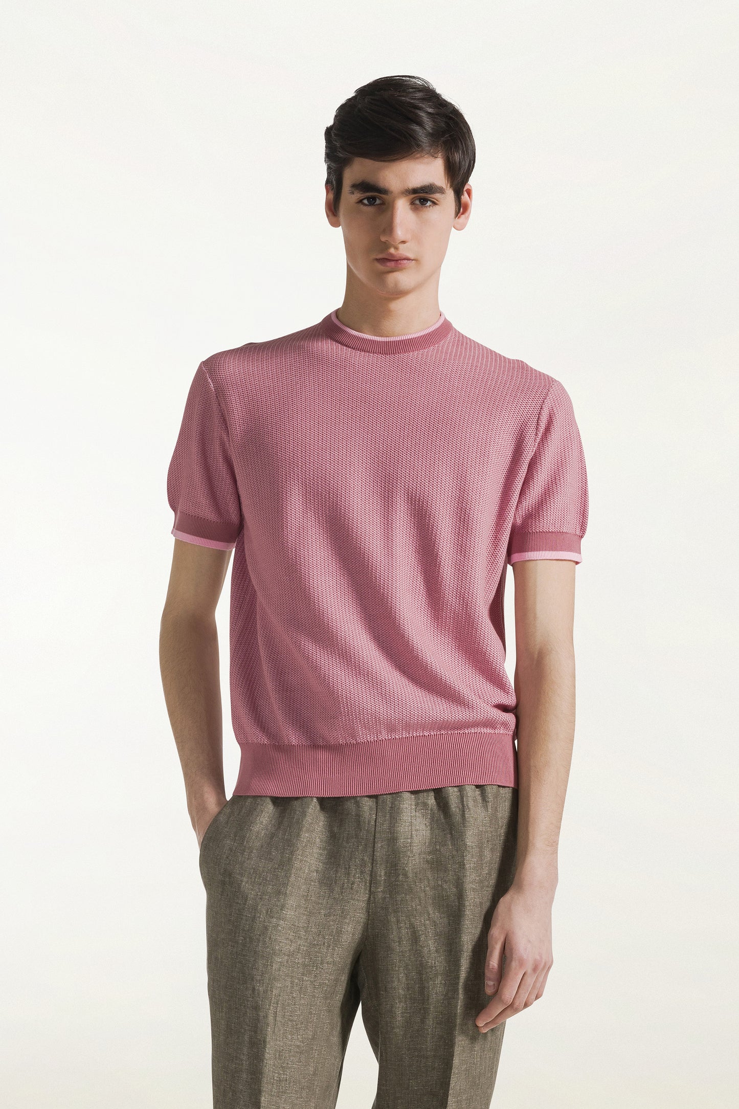 Pink short sleeve crew neck