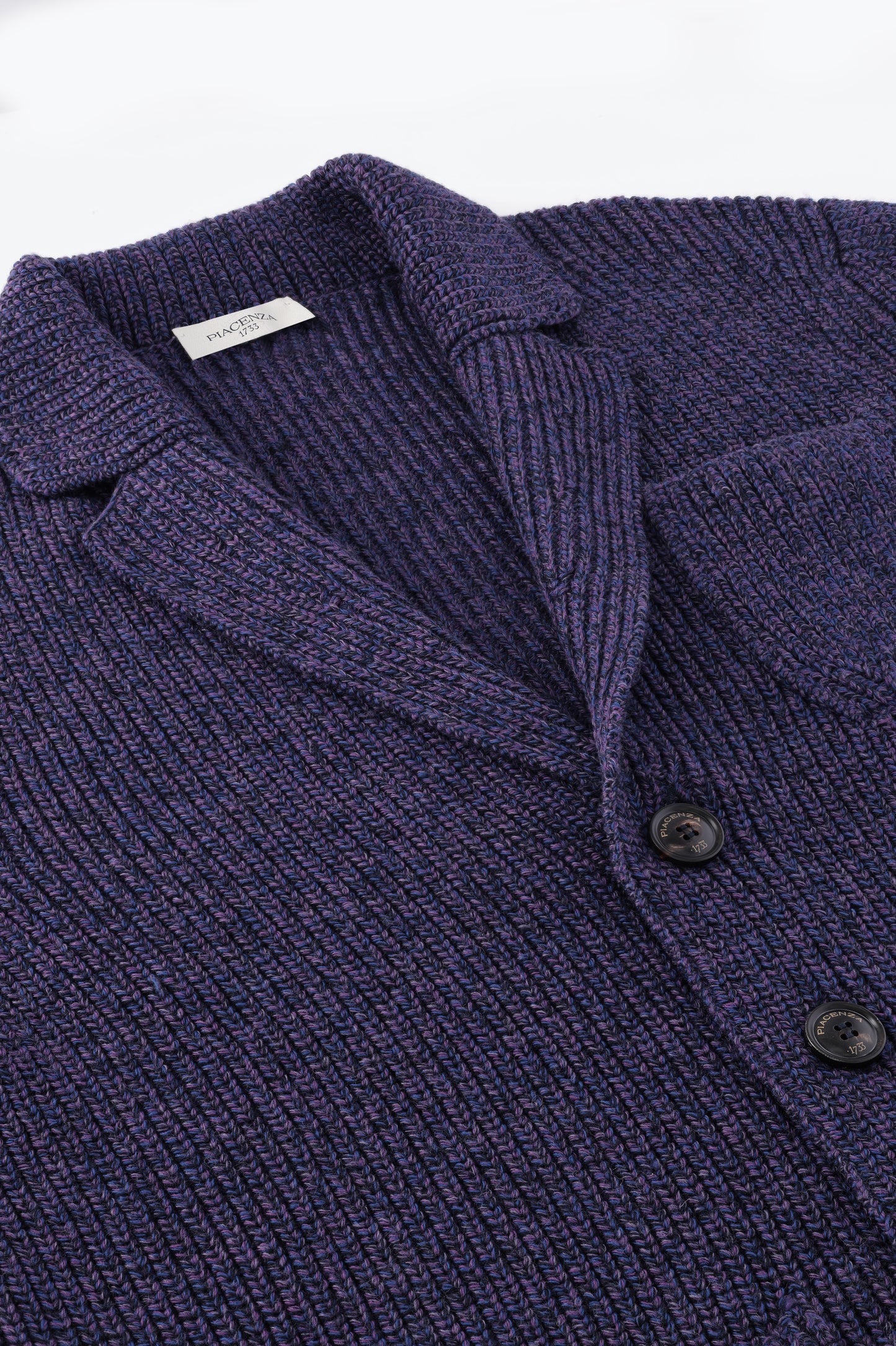Blue and purple wool jacket with interweaving of colors