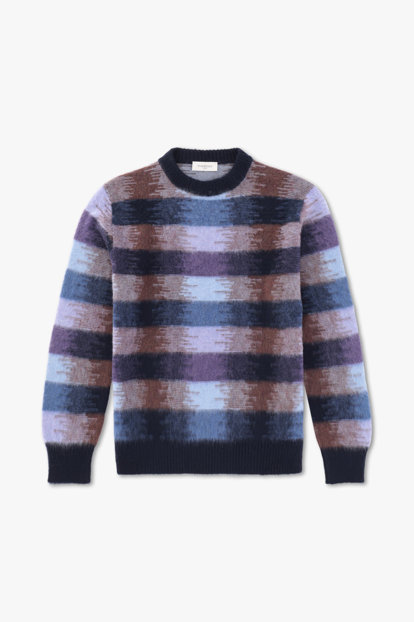 CHECK MOTIF CREW NECK IN WOOL
