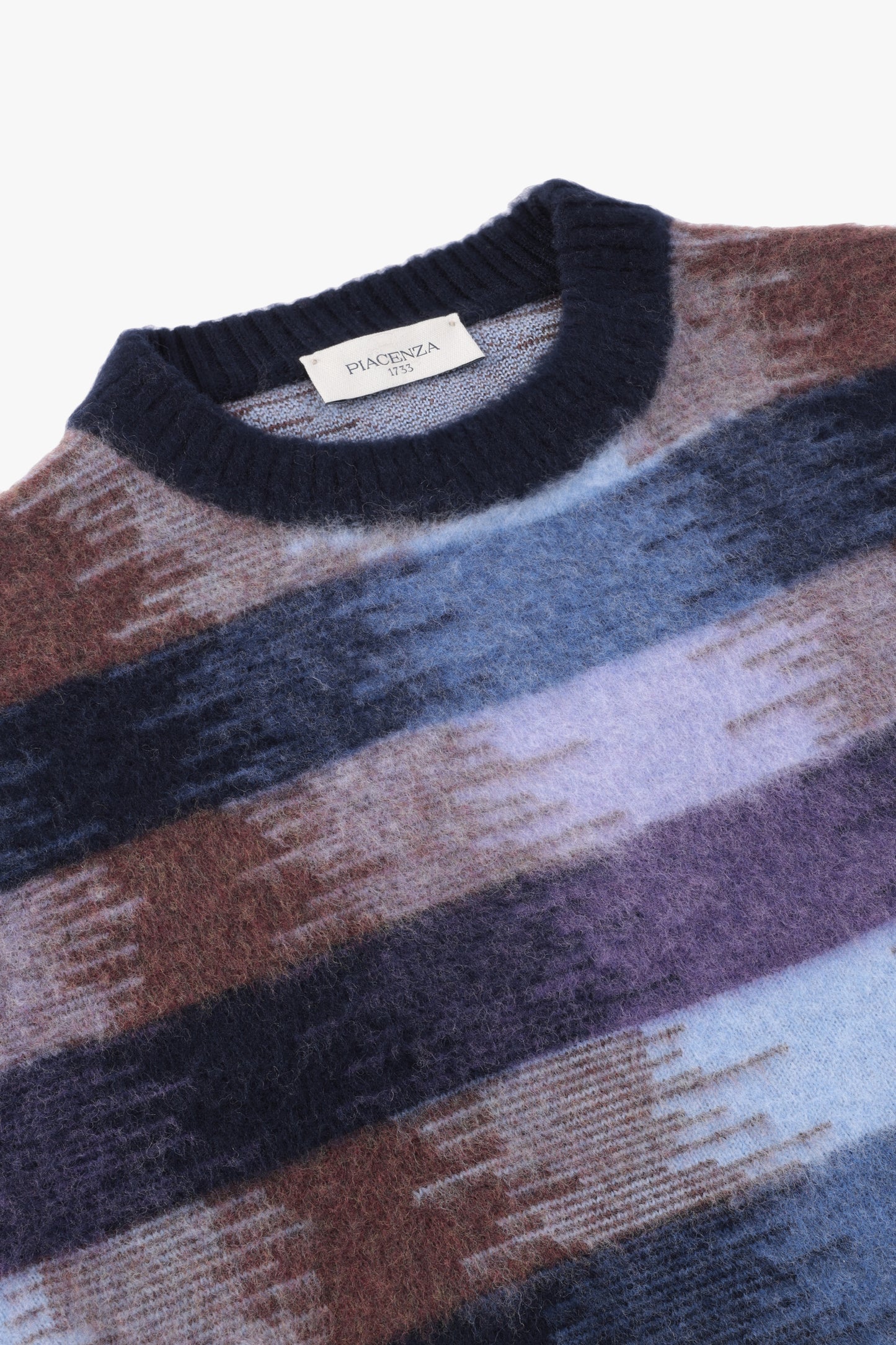 CHECK MOTIF CREW NECK IN WOOL