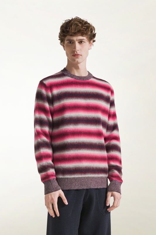 Maglione in lana degradè grigio