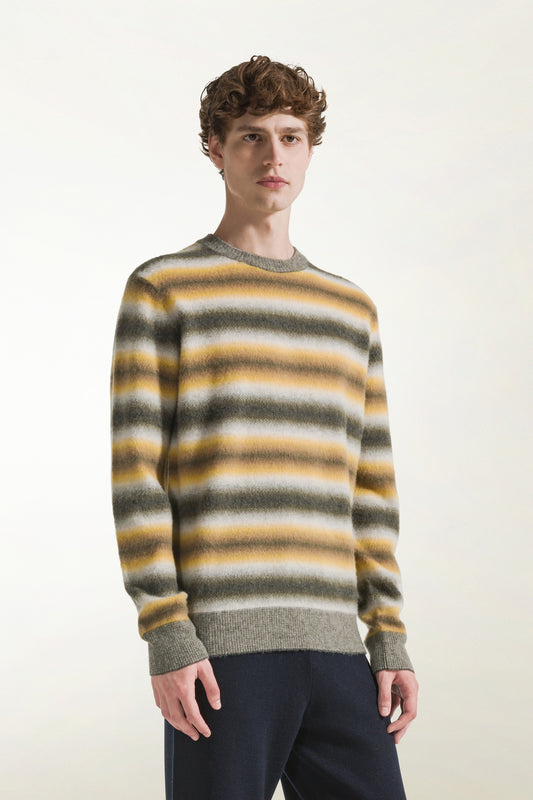 Maglione in lana degradè verde