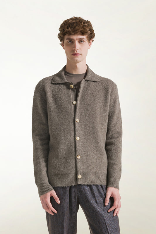 Cardigan in lana nocciola
