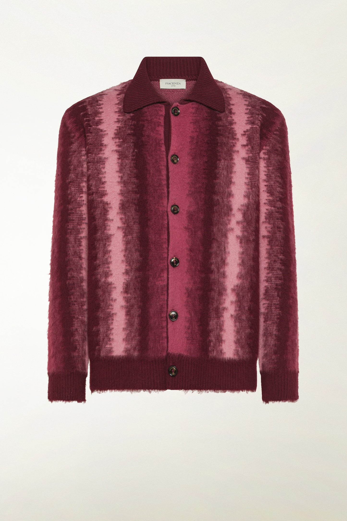 Cardigan in lana sui toni del bordeaux