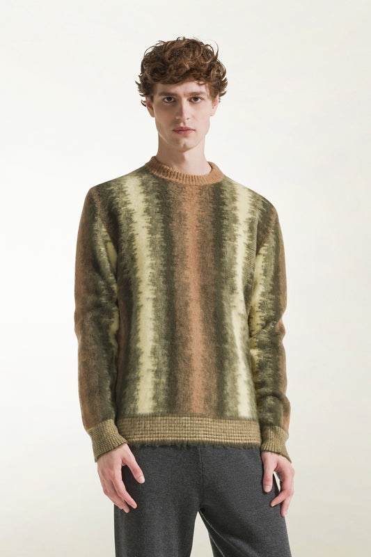 Girocollo in lana sui toni del verde