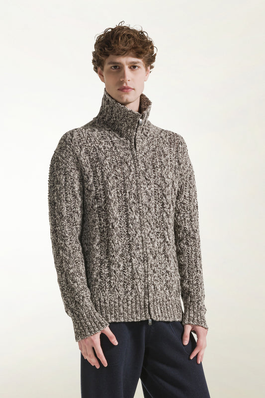 Cardigan zip marrone