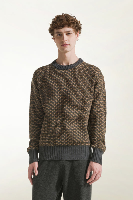 Girocollo in lana sui toni del verde