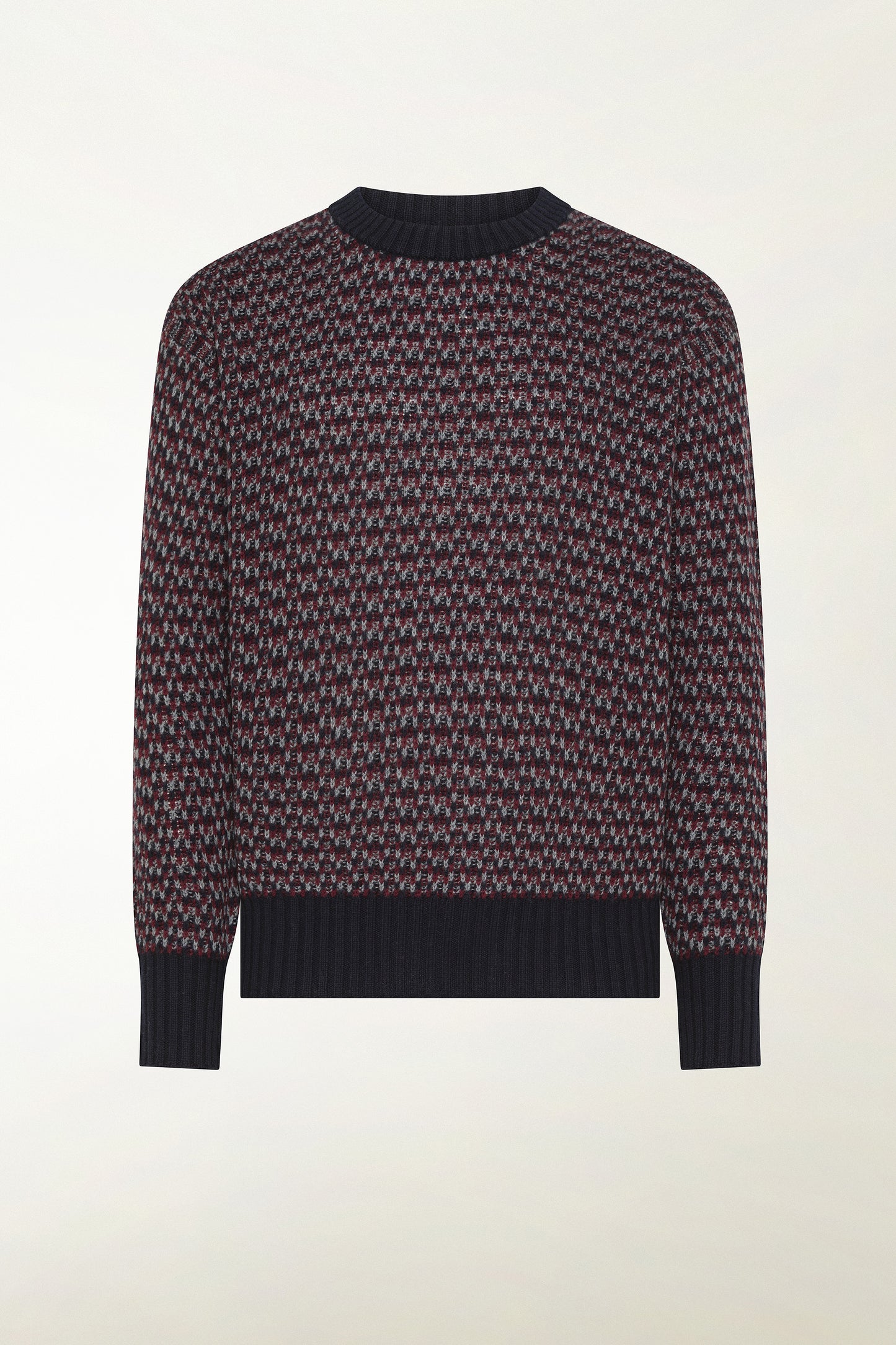 Girocollo in lana sui toni del bordeaux