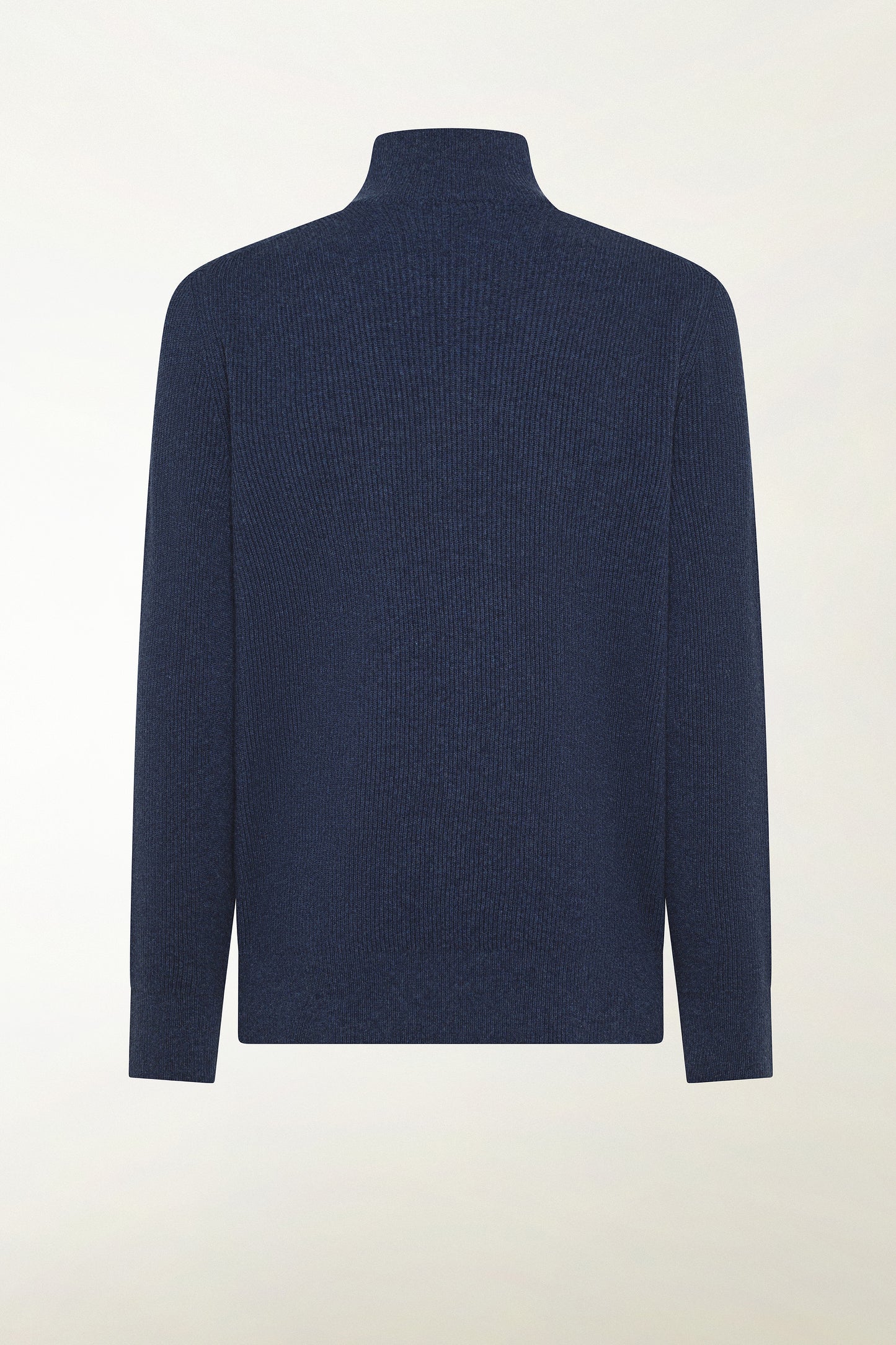 Zip-up turtleneck in air force blue cashmere