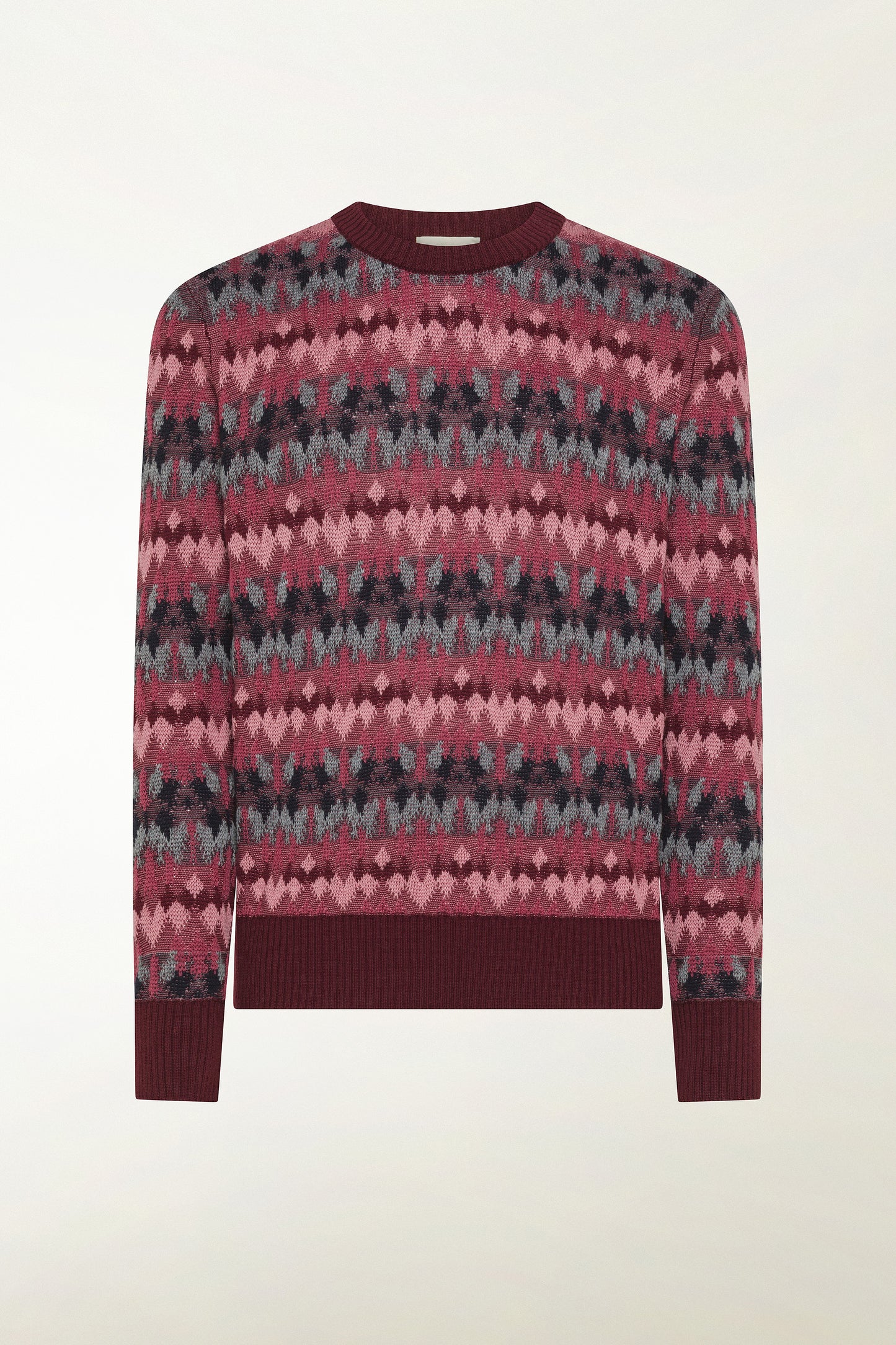 Maglione fantasia rosa e grigio