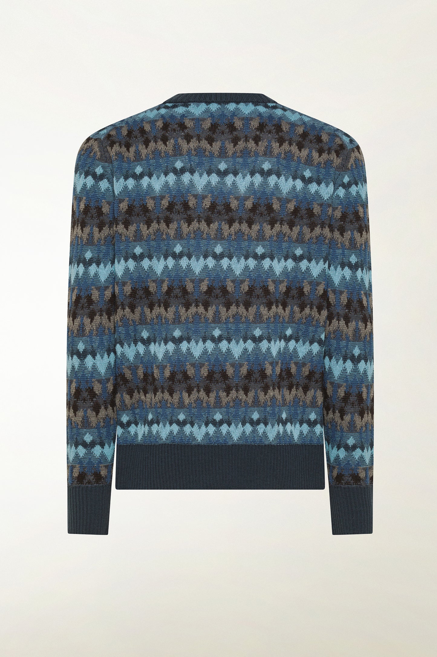 Maglione fantasia azzurro e nocciola