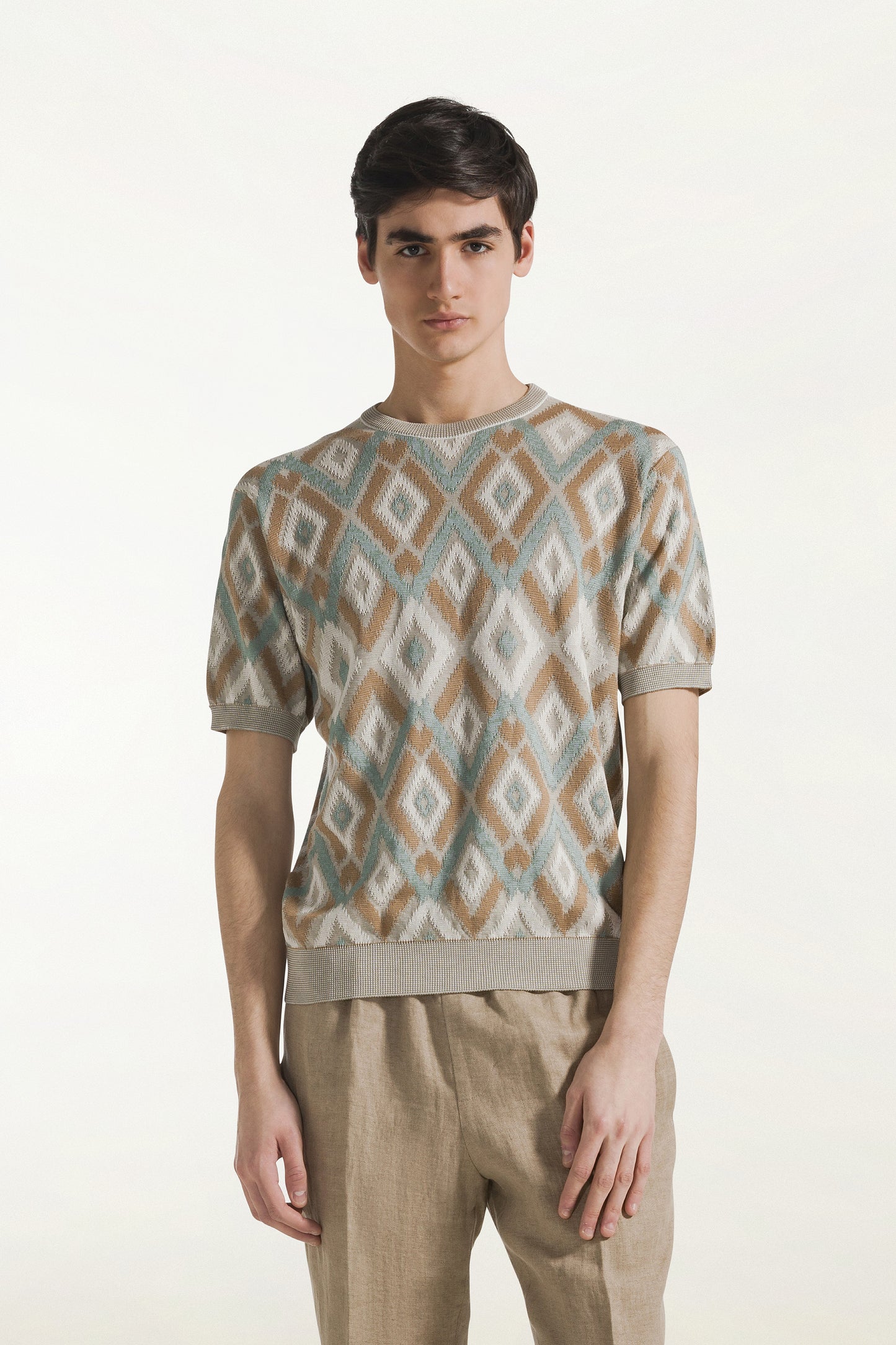 Multicolor short sleeve crew neck