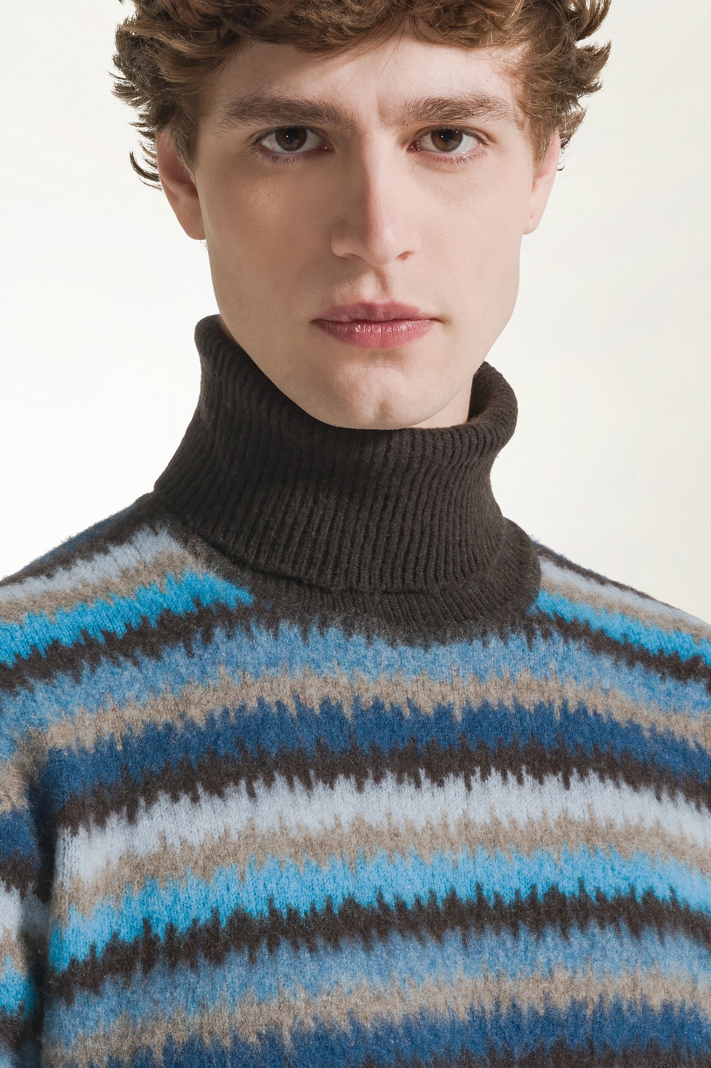 Multicolored striped turtleneck