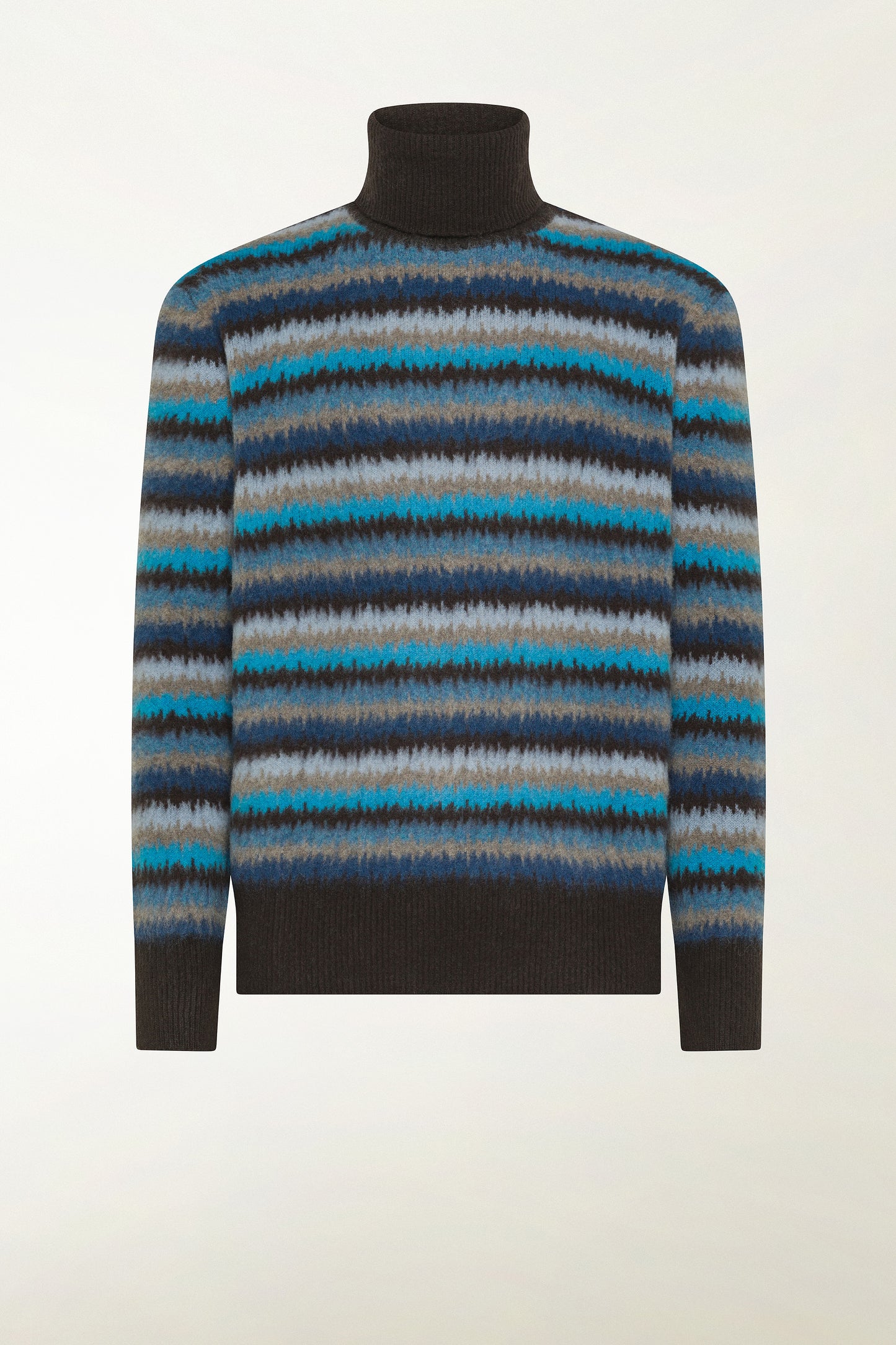 Multicolored striped turtleneck