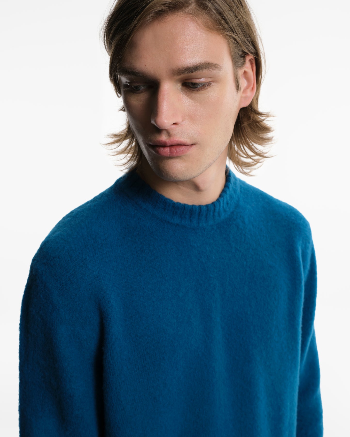 Denim blue wool crewneck