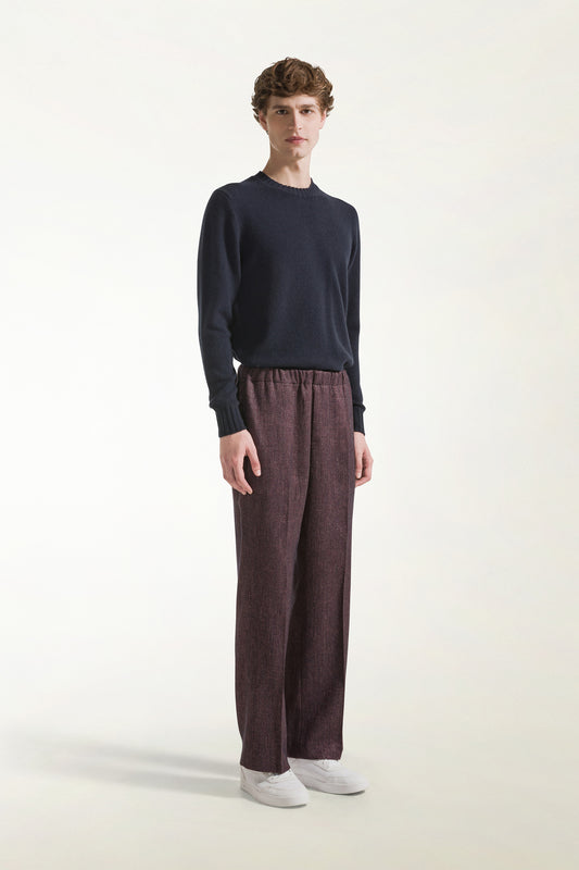 Pantalone a spina di pesce blu e rosso