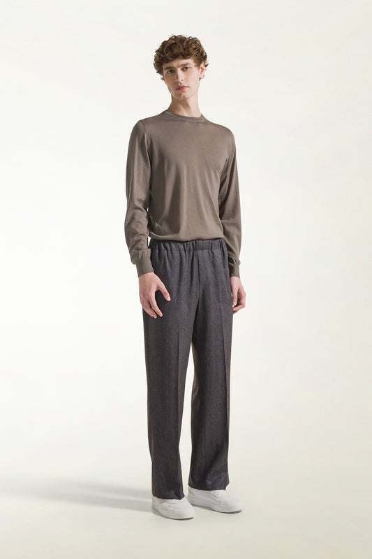 Pantalone a spina di pesce blu e azzurro