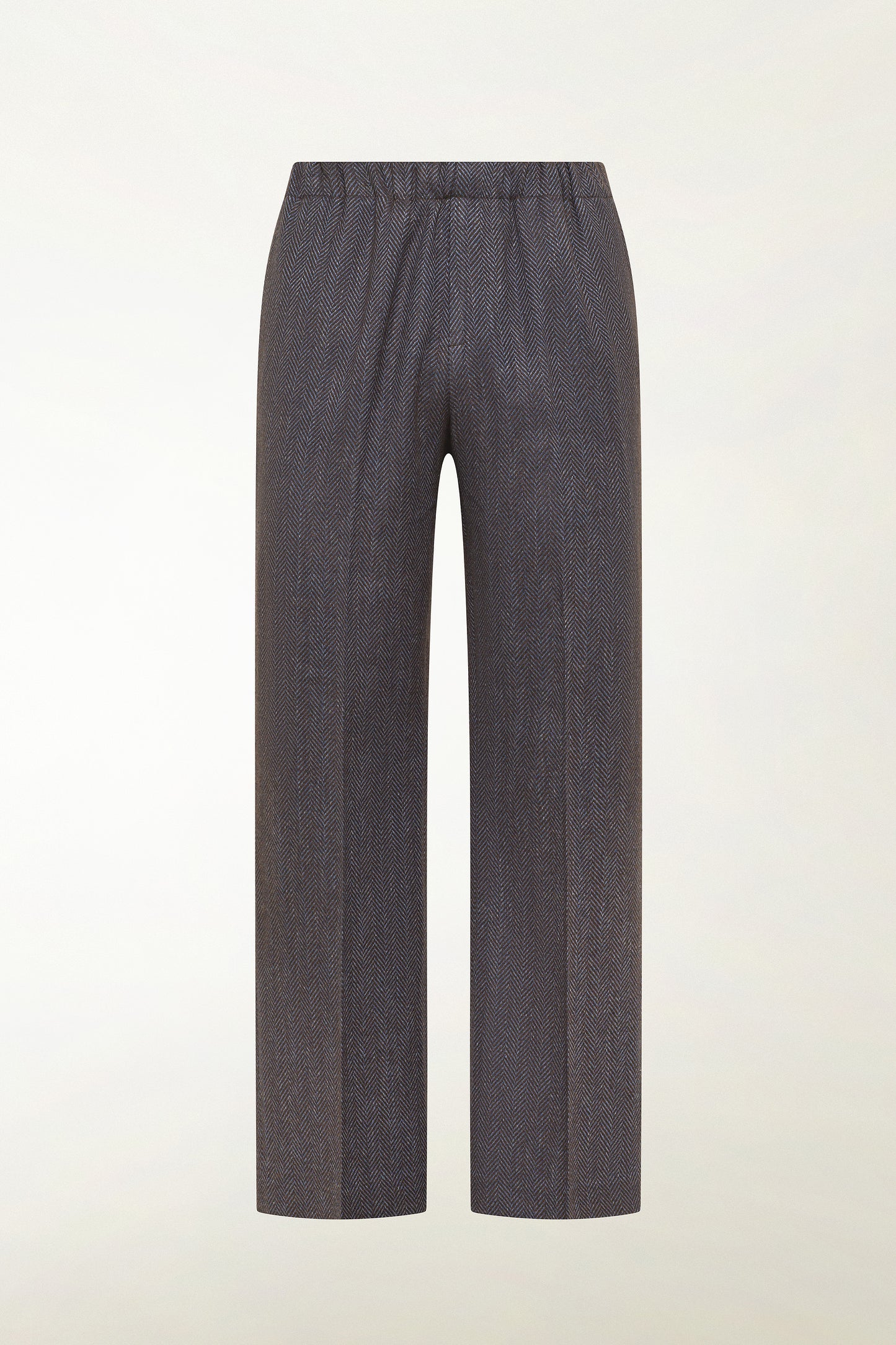 Pantalone a spina di pesce blu e azzurro