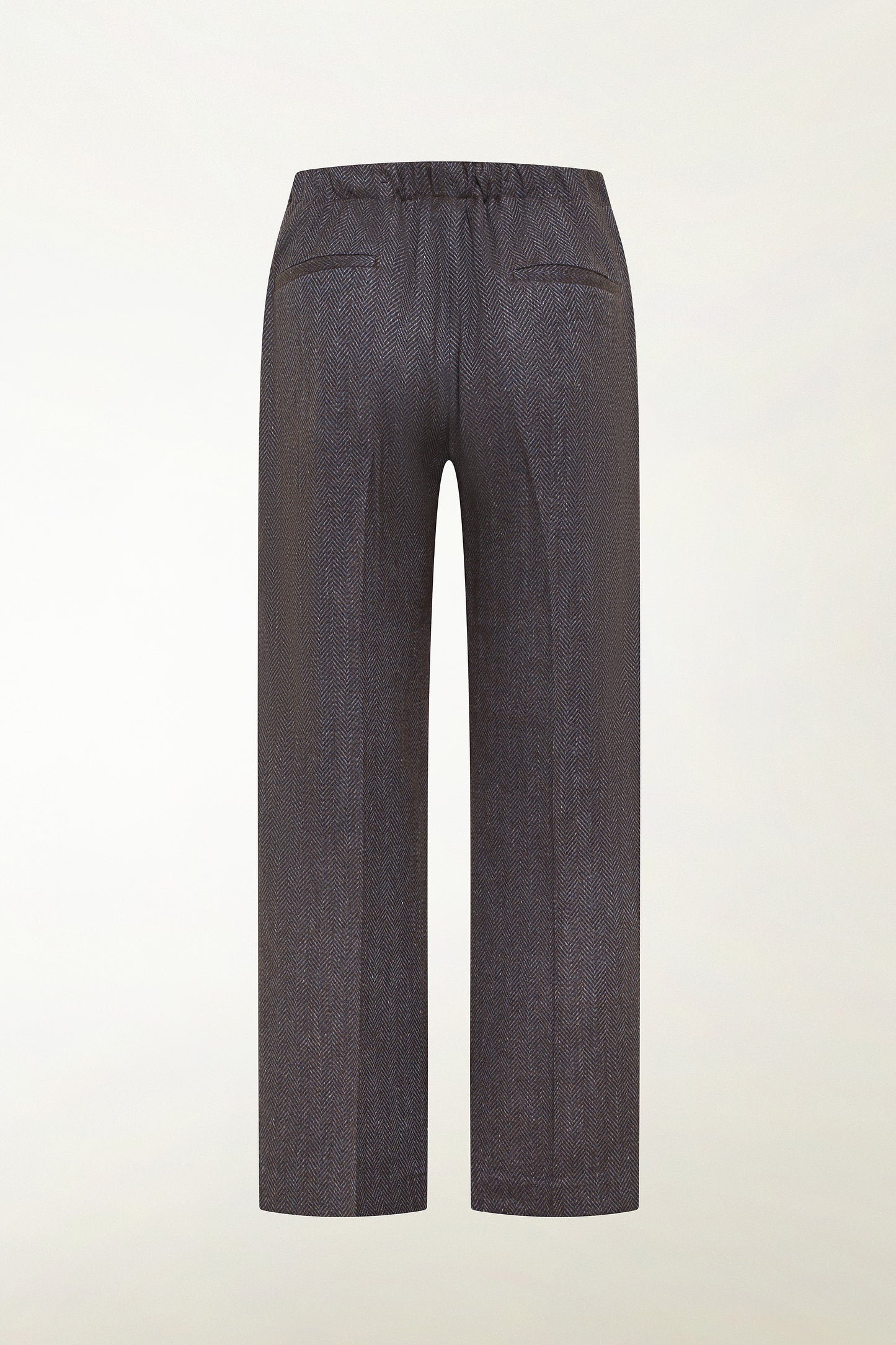 Pantalone a spina di pesce blu e azzurro