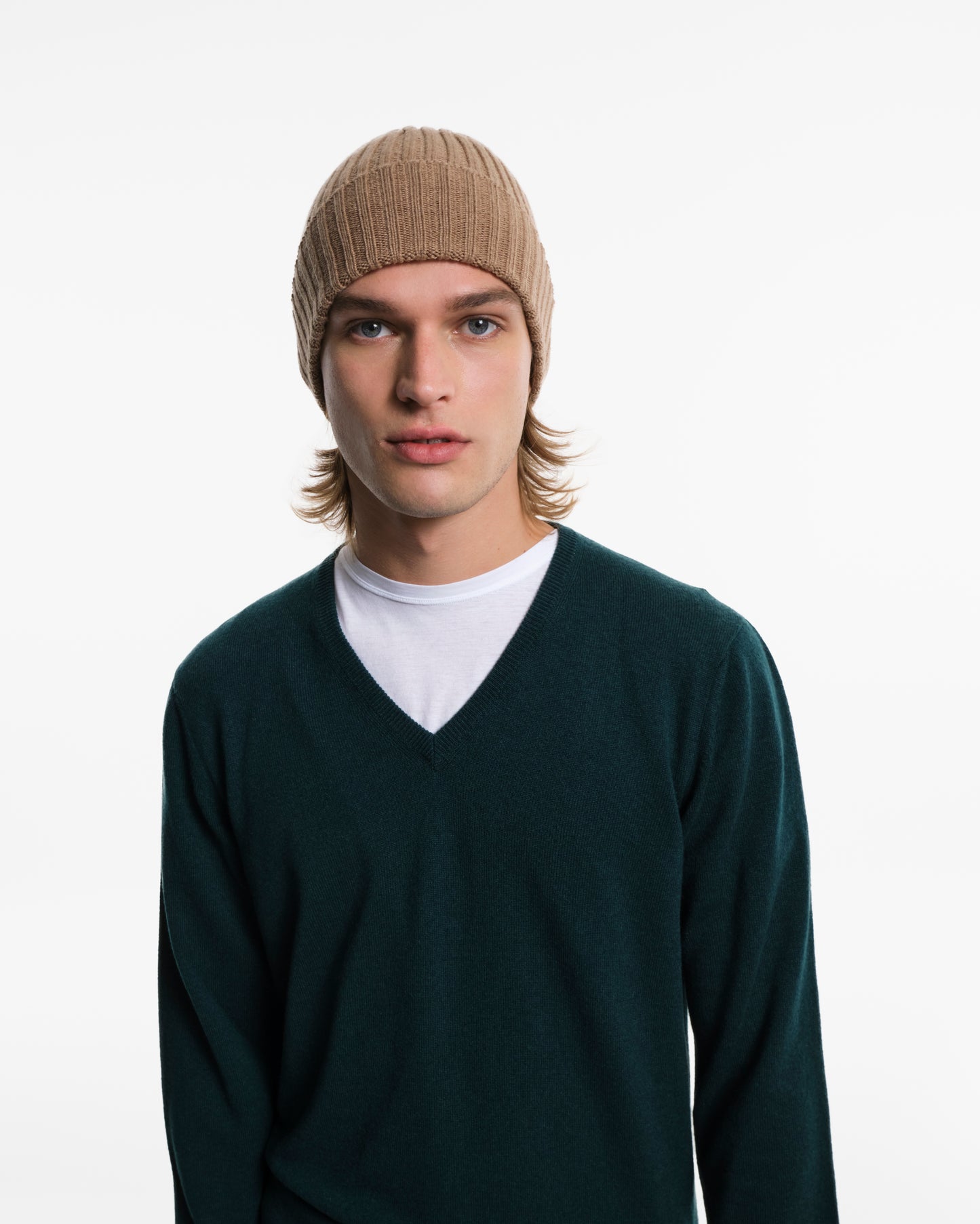 Scollo a V in puro Cashmere verde