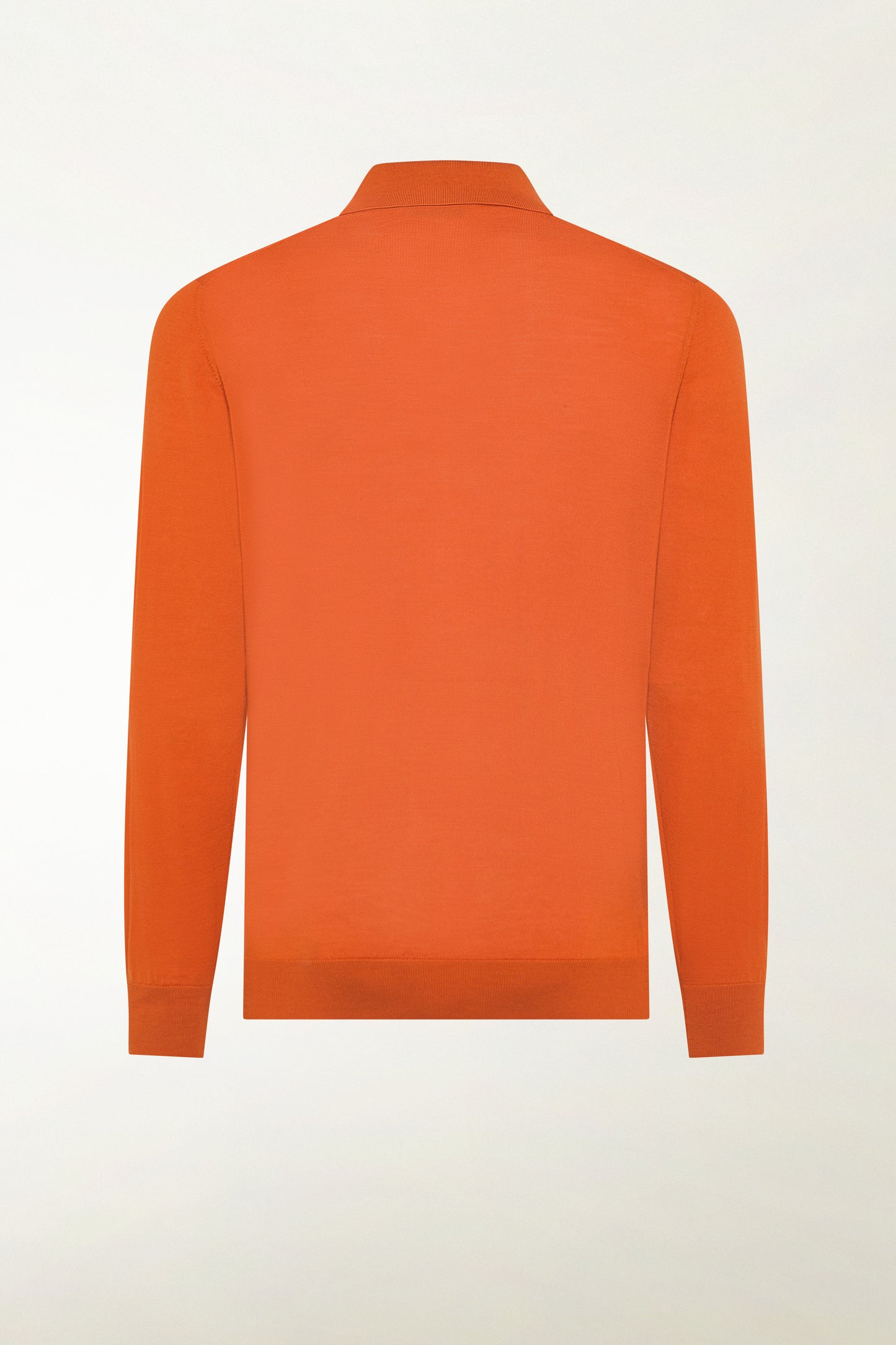 Lightweight orange merino wool polo shirt