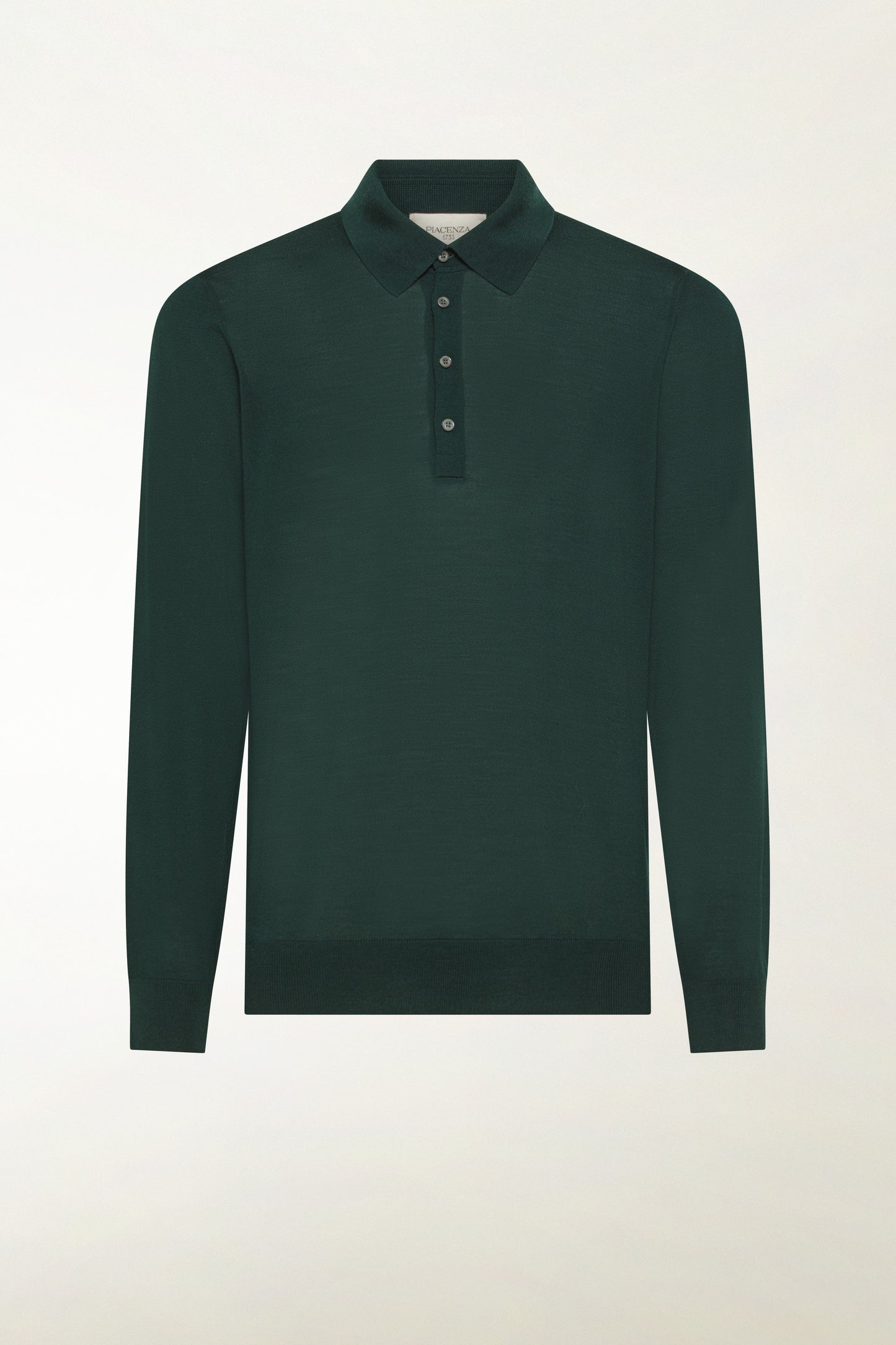 Dark green super fine merino wool polo shirt