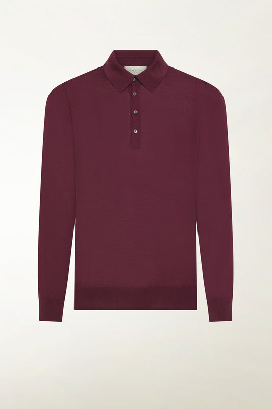 Polo lana merino super fine bordeaux