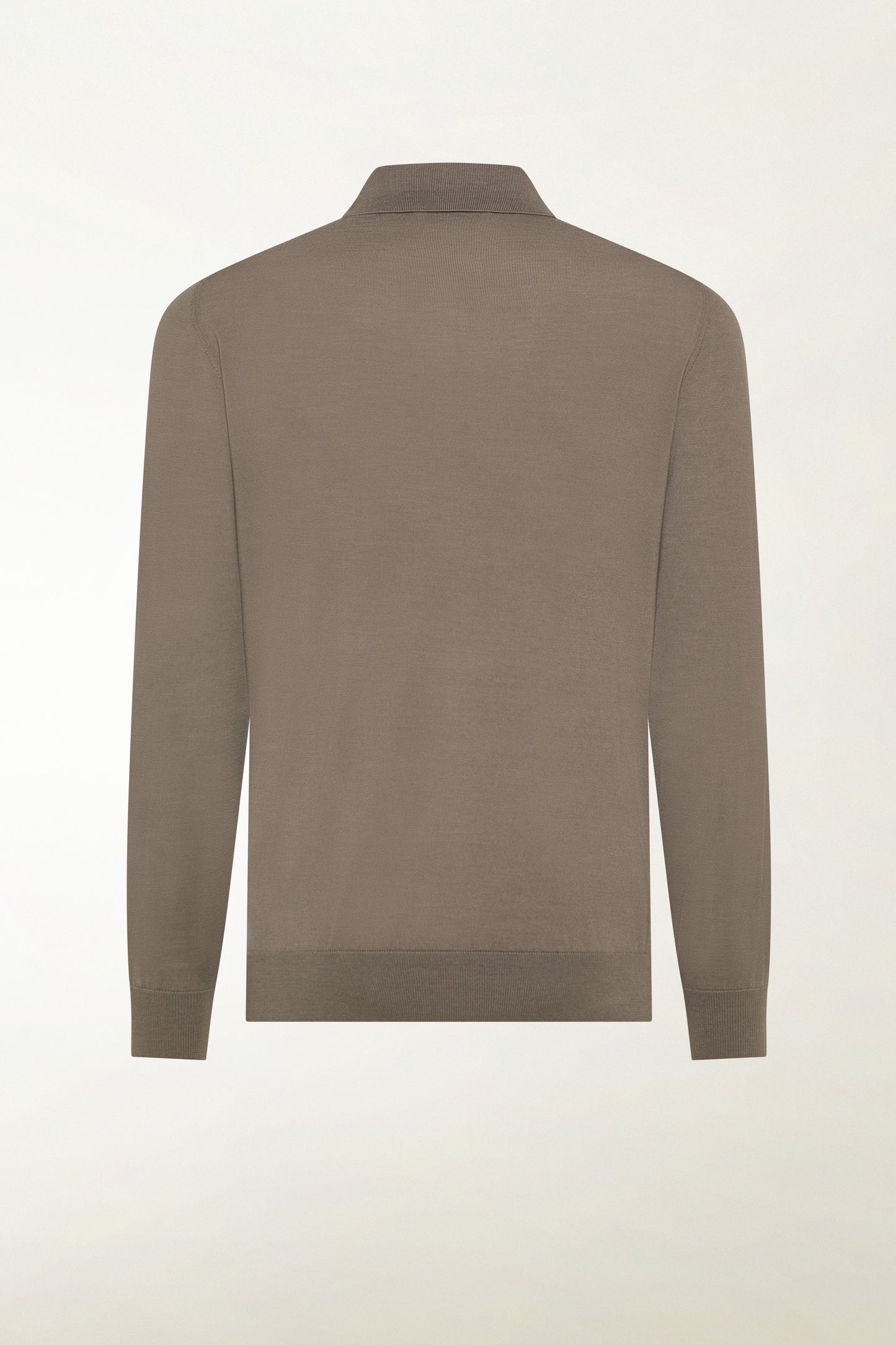Lightweight polo shirt in hazelnut-colored merino wool