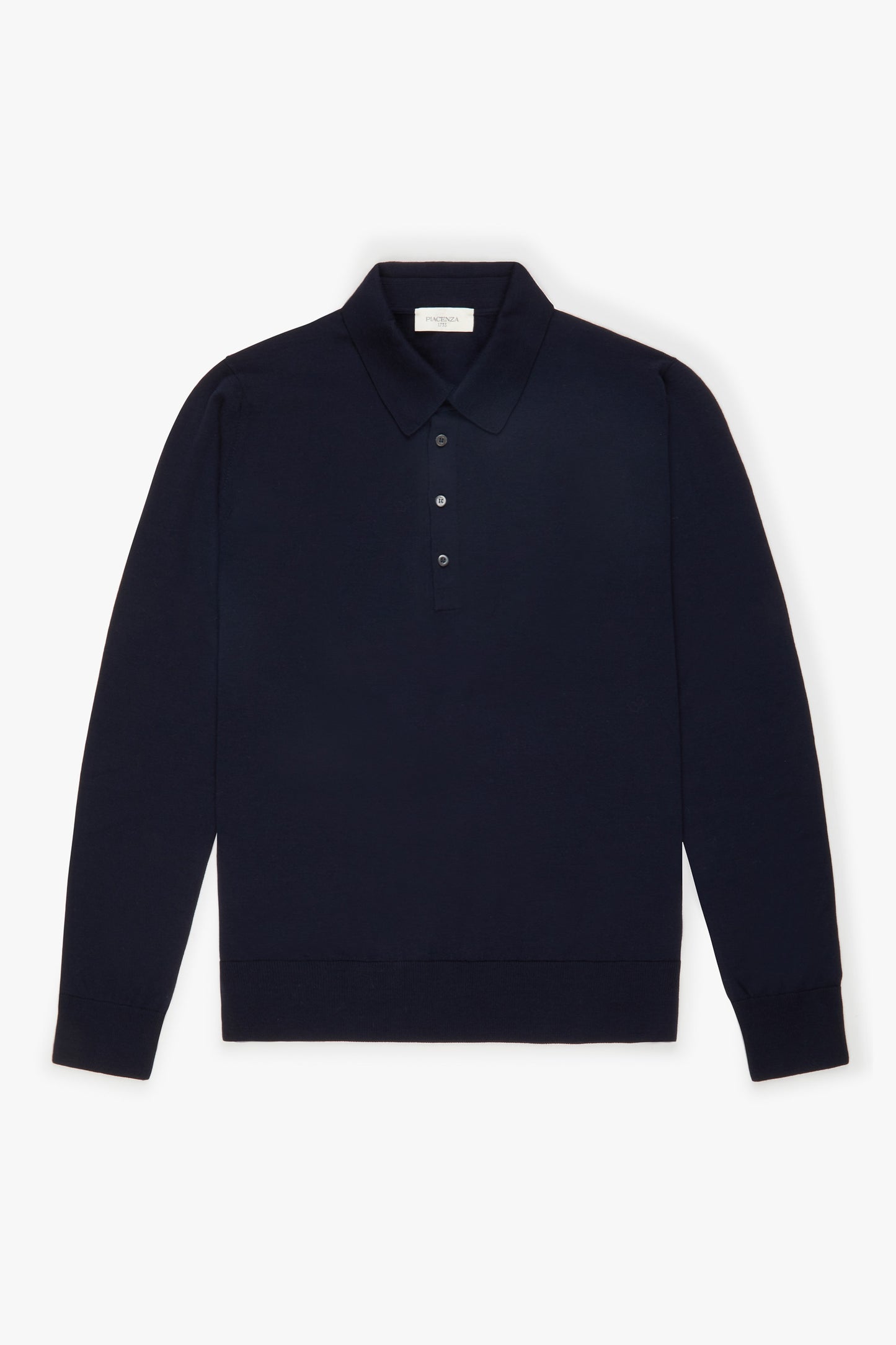 Super fine blue merino wool polo shirt