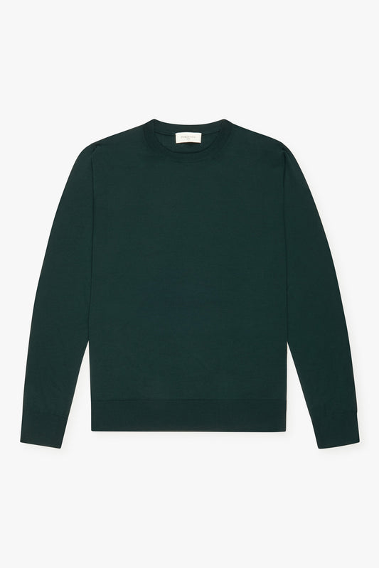 Girocollo  lana merino super fine verde scuro