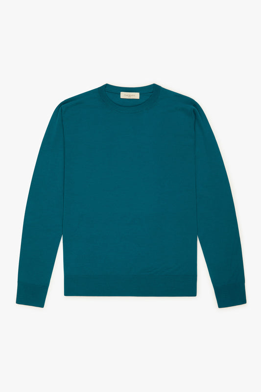 Girocollo lana merino super fine petrolio