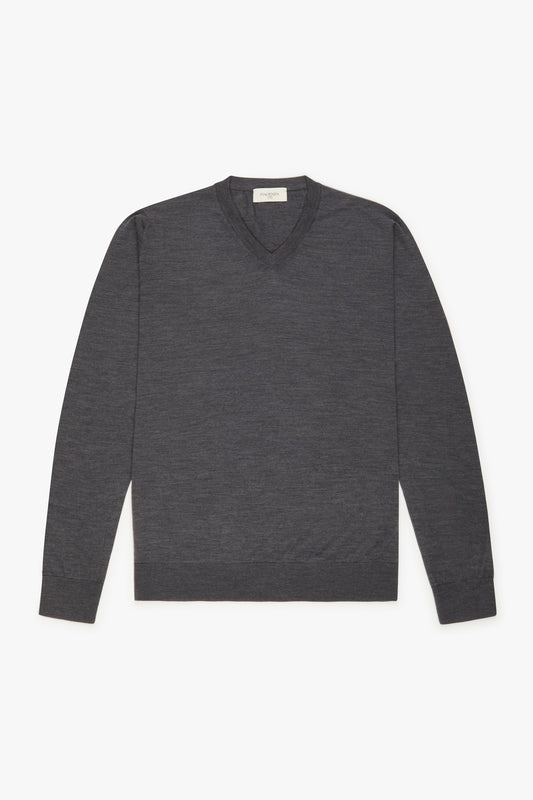 Scollo V lana merino super fine antracite