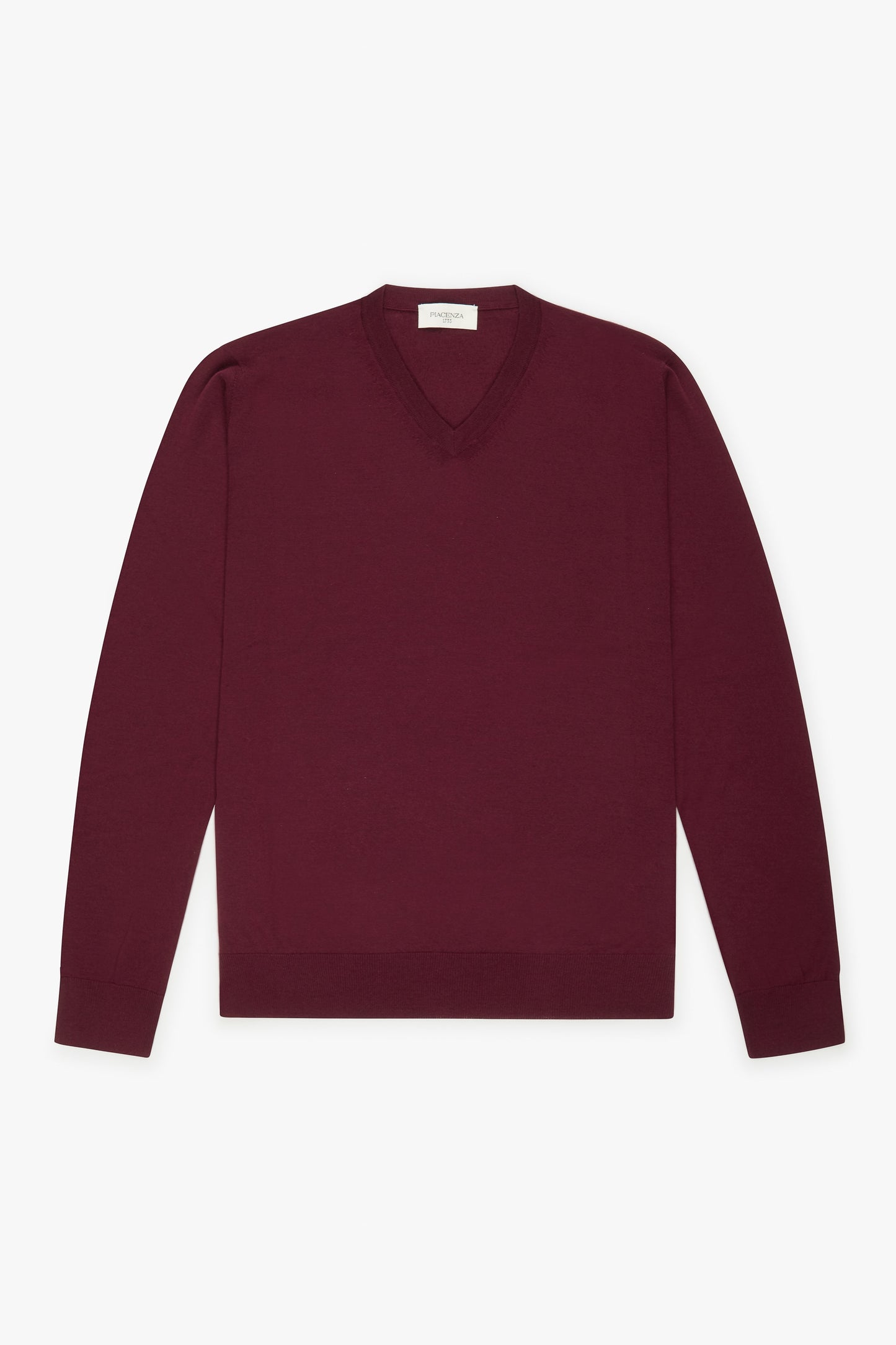 Scollo V lana merino super fine bordeaux