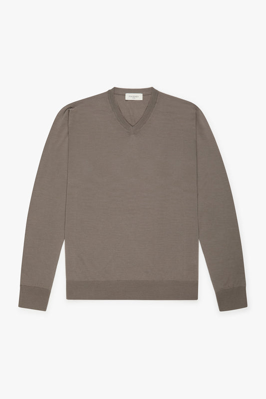 Scollo V lana merino super fine nocciola