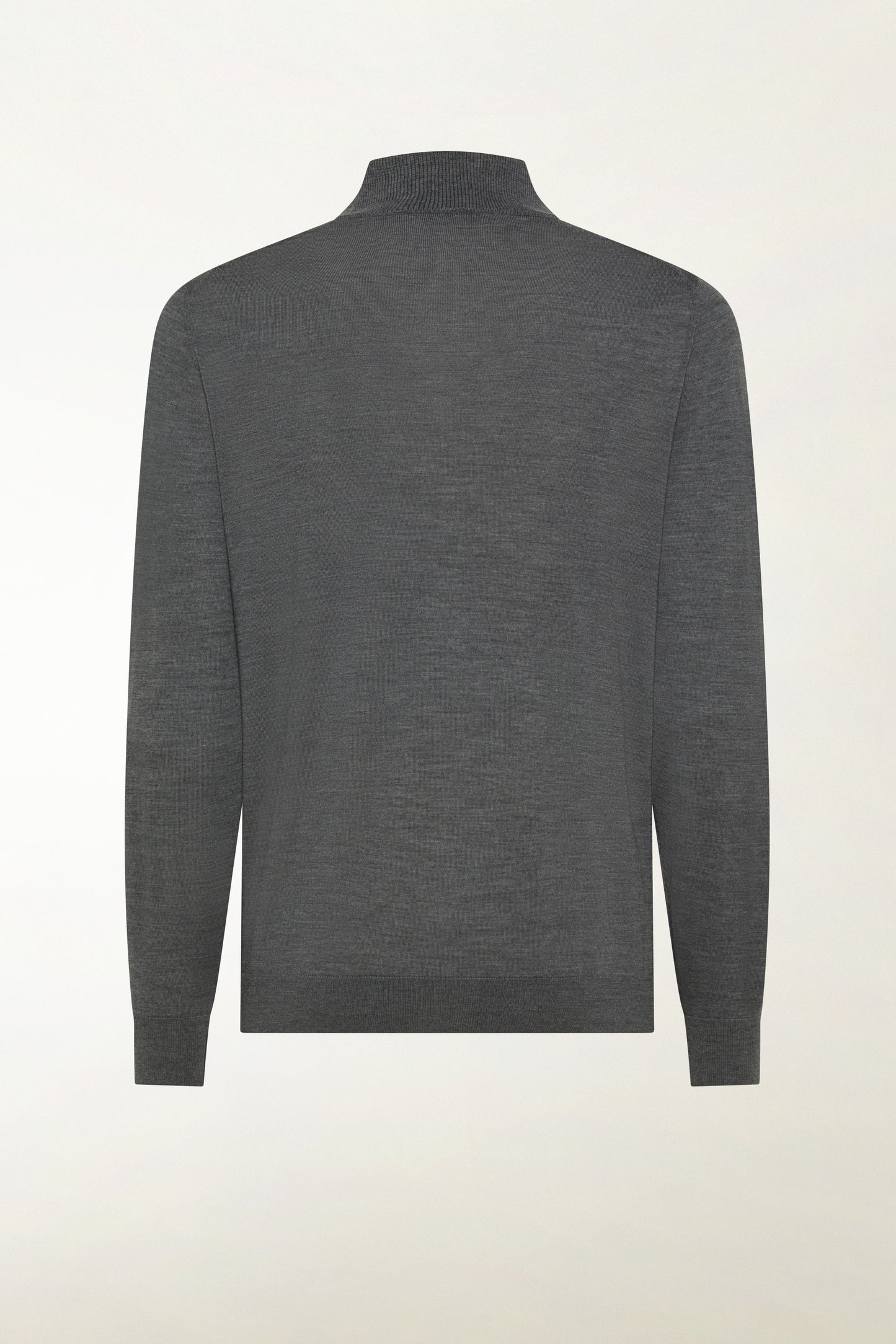 Lightweight zip-up turtleneck sweater in anthracite merino wool