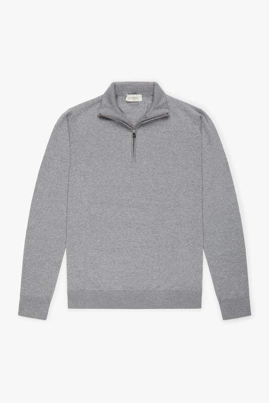 Lupetto Zip lana merino super fine grigio chiaro