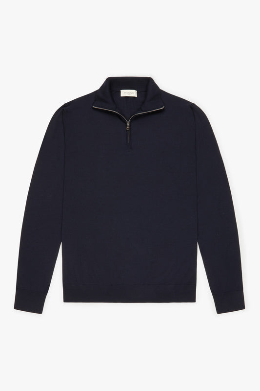 Lupetto Zip lana merino super fine blu