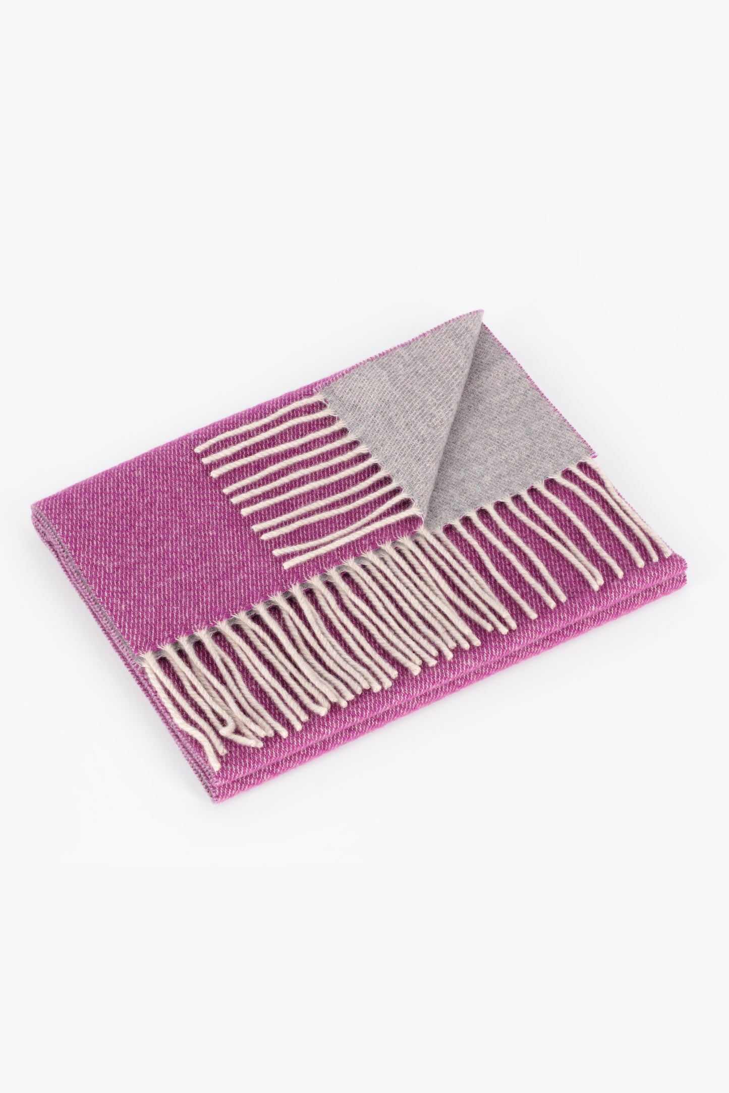 Sciarpa double in cashmere Fucsia e grigio