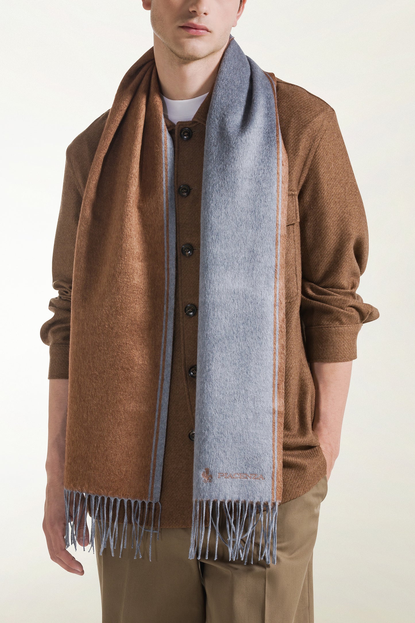 Sciarpa double Seta e Cashmere con ricamo