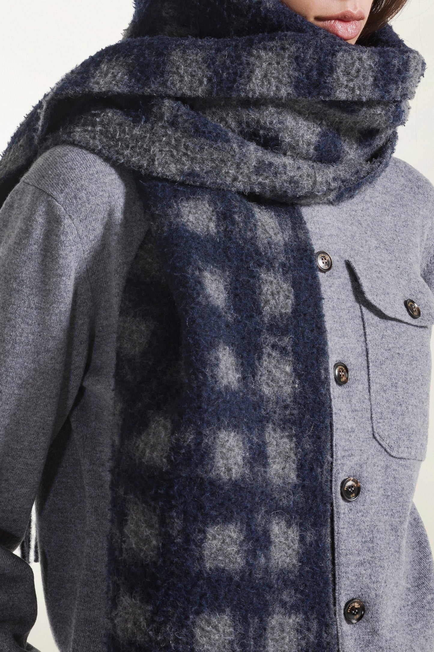 Alpaca and Wool Checked Scarf