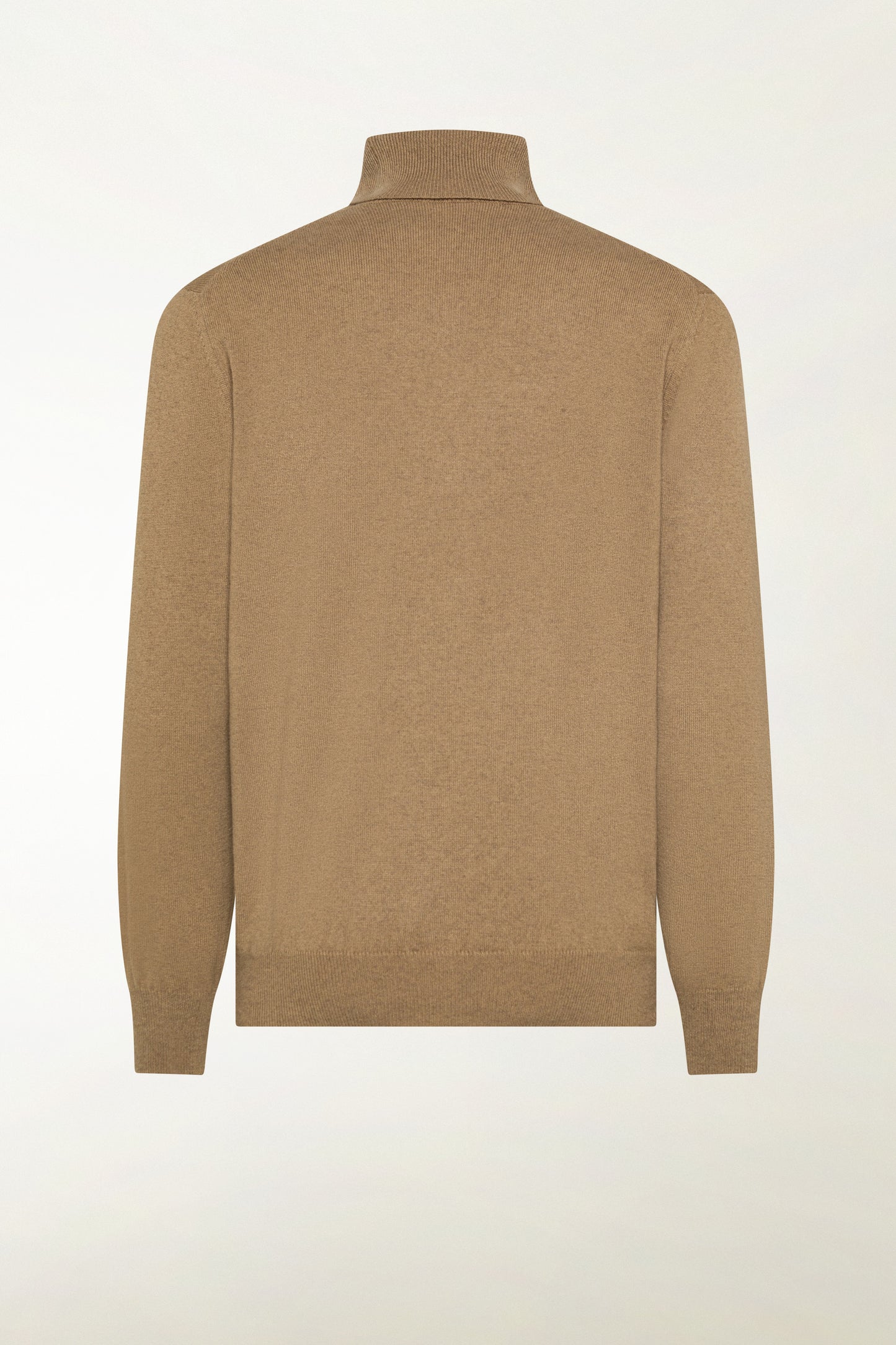 Camel-colored cashmere turtleneck
