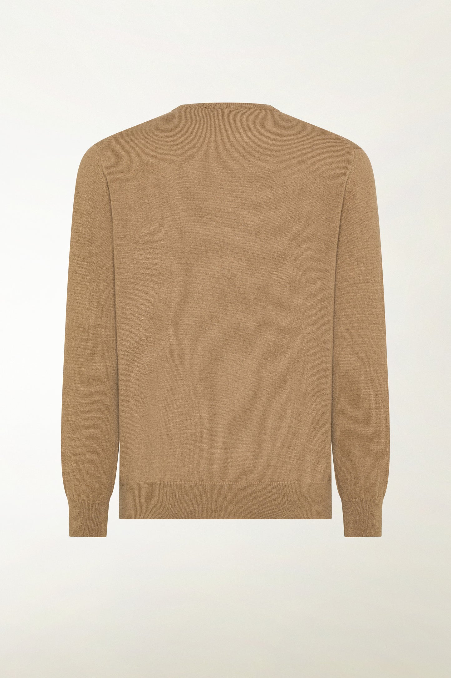 Camel-colored cashmere crewneck