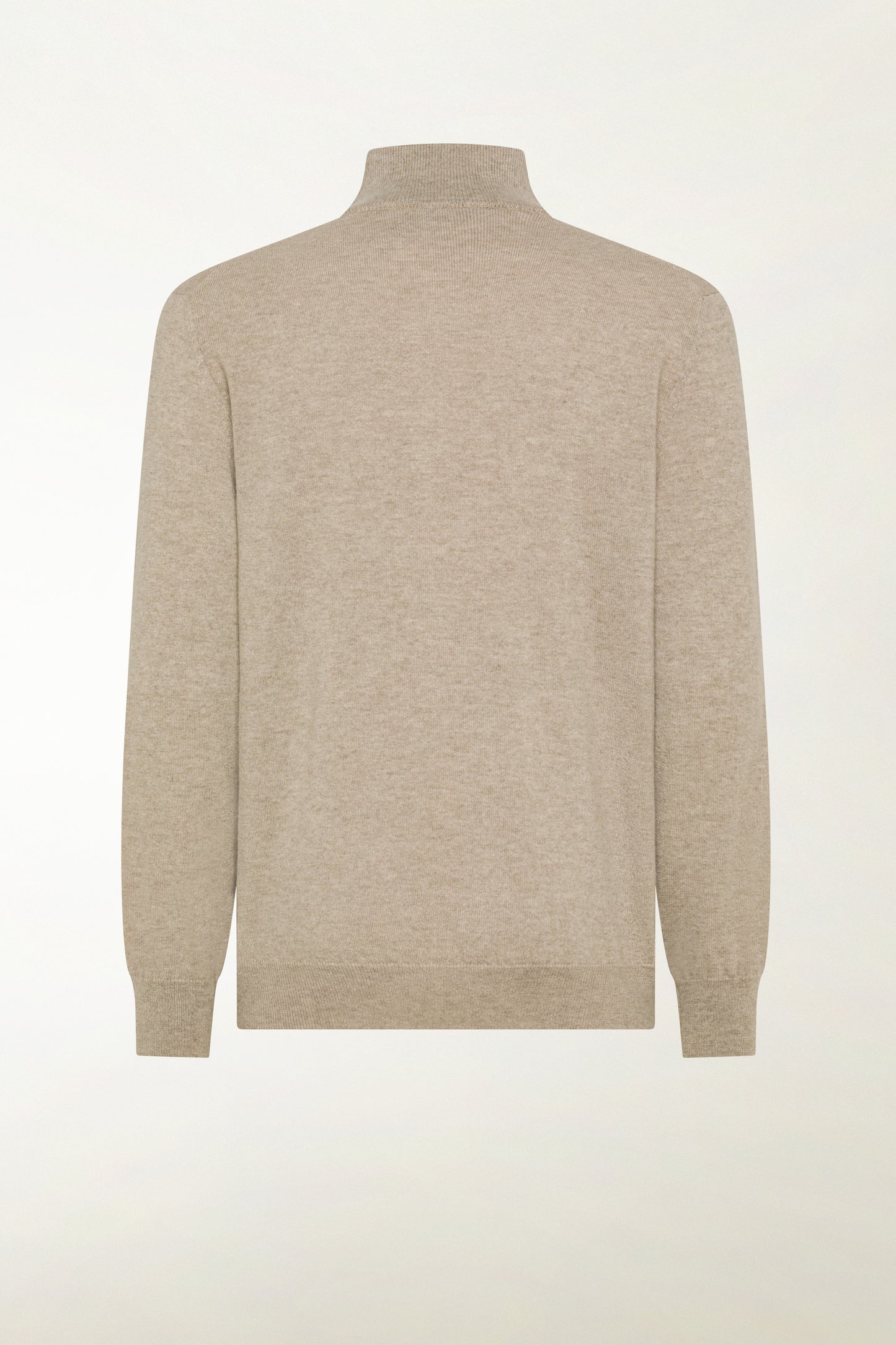 Natural-colored cashmere zip-up turtleneck