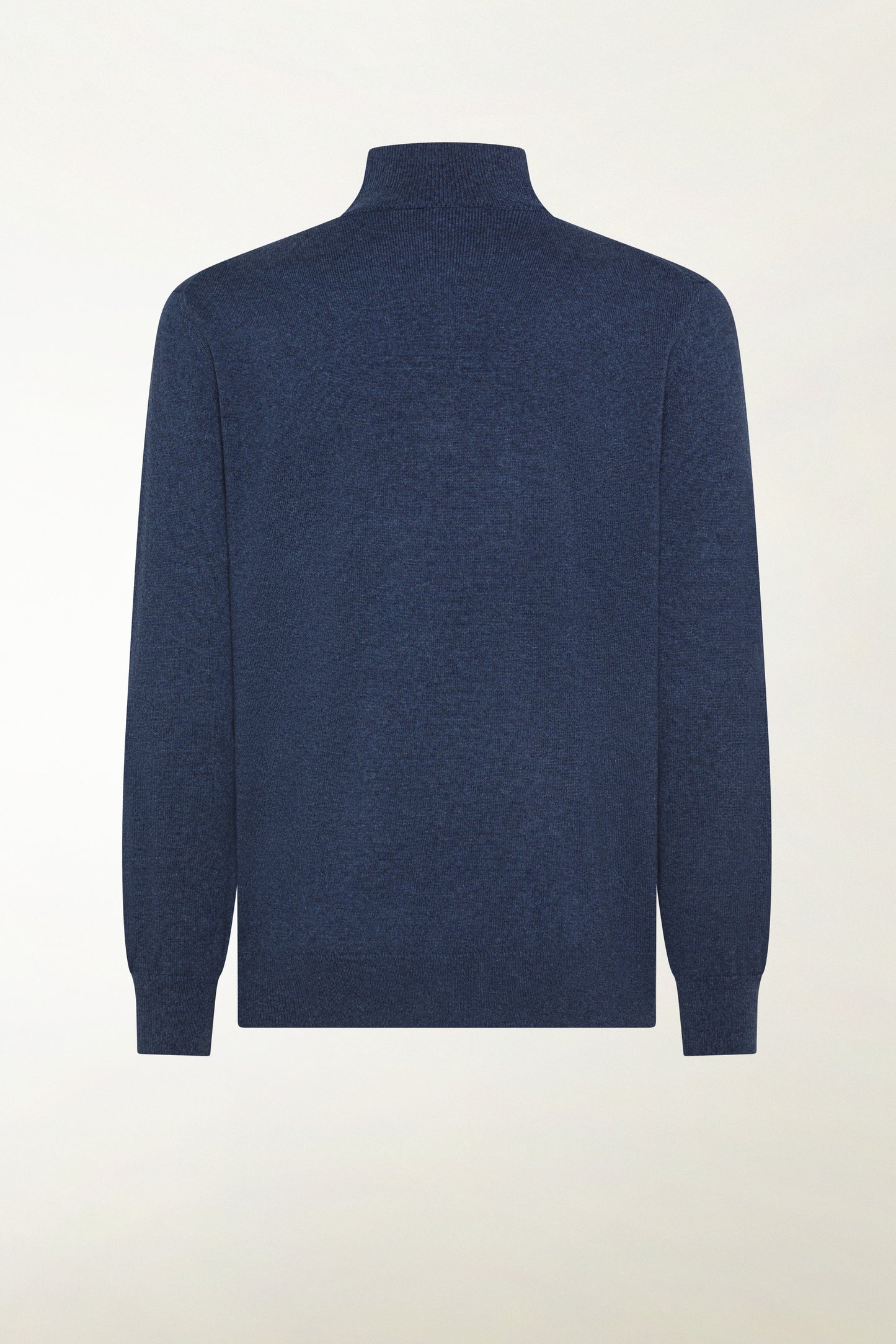 Zip-up turtleneck in air force blue cashmere