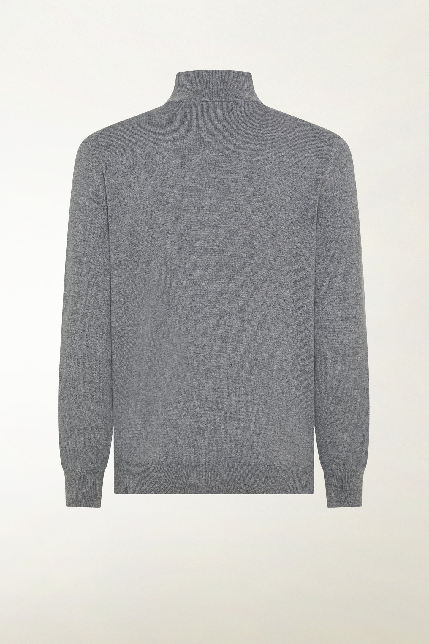 Gray cashmere zip-up turtleneck